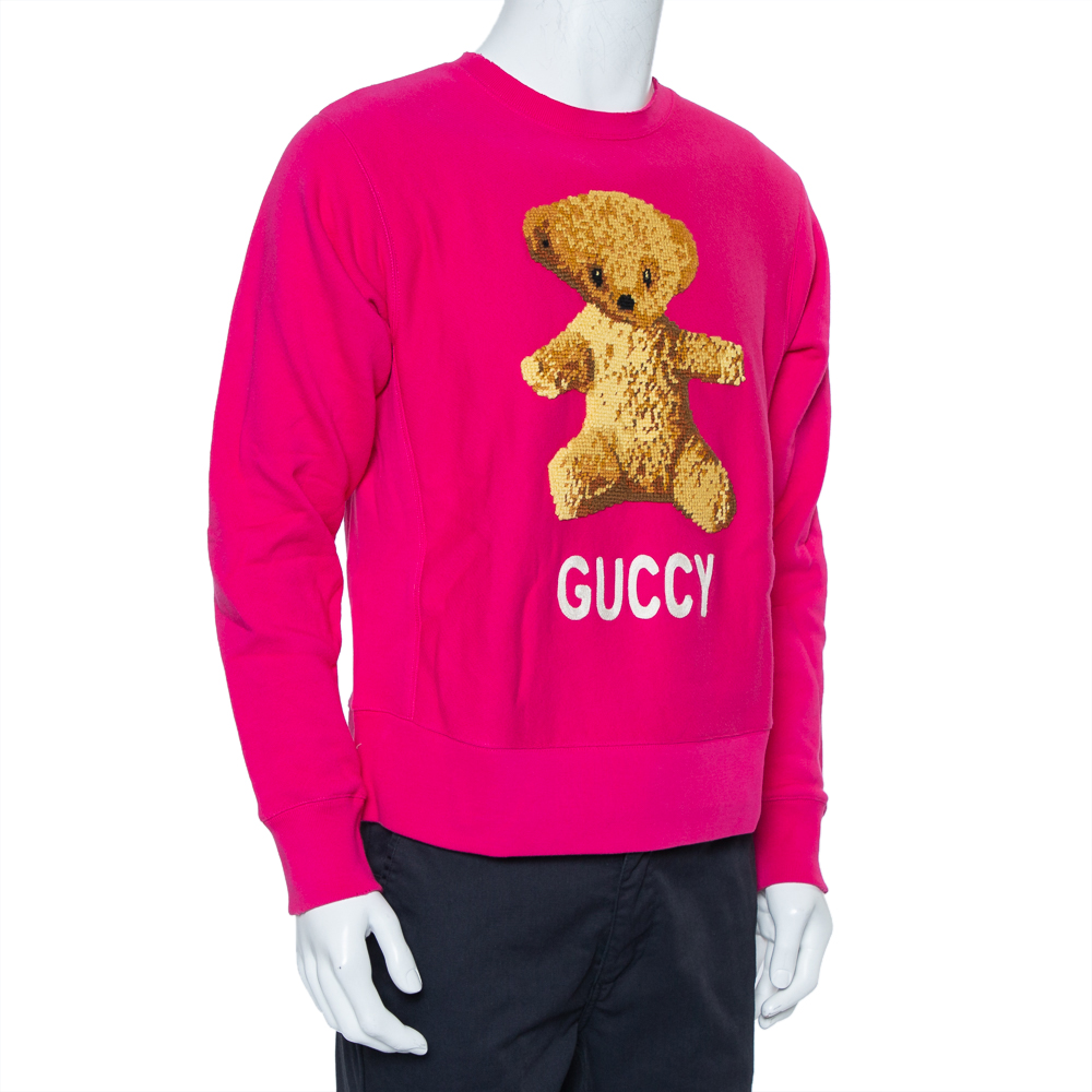 

Gucci Pink Cotton Teddy Bear Applique Crewneck Sweatshirt