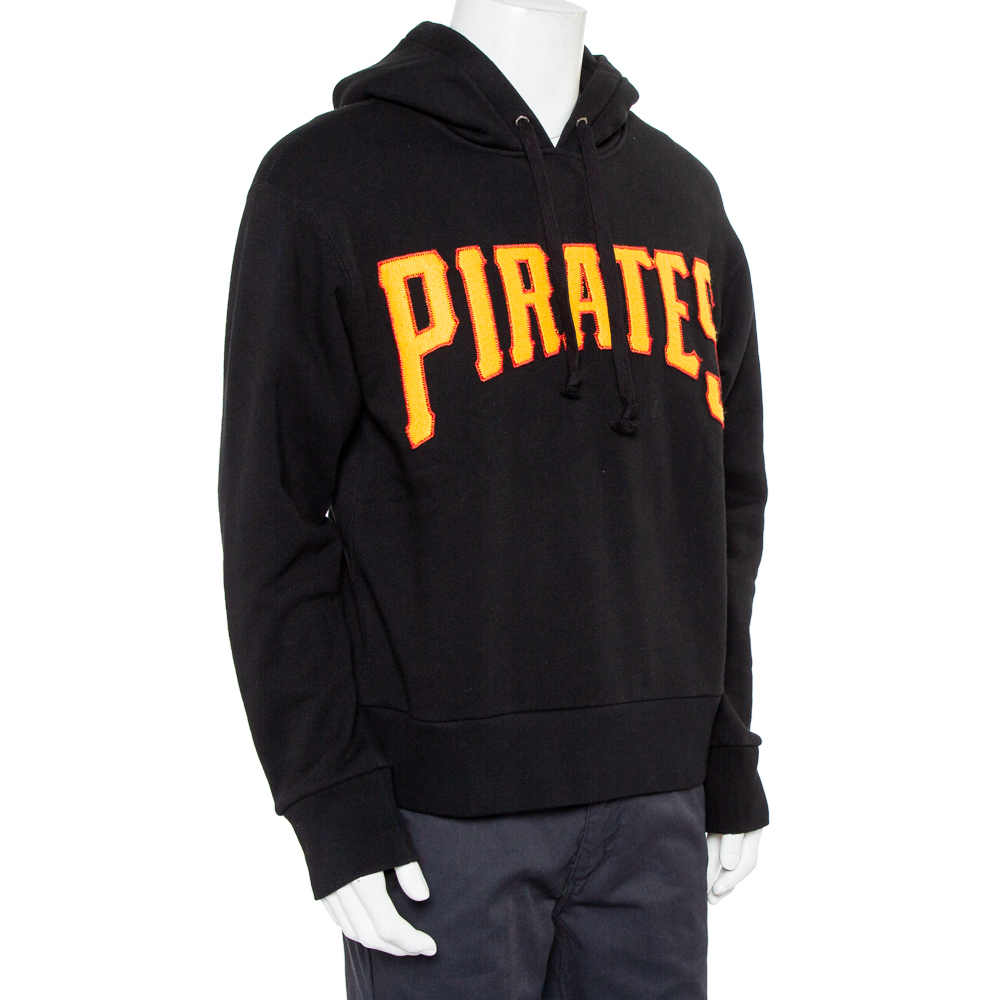 

Gucci Black Cotton Logo Pirates Patch Oversized Hoodie