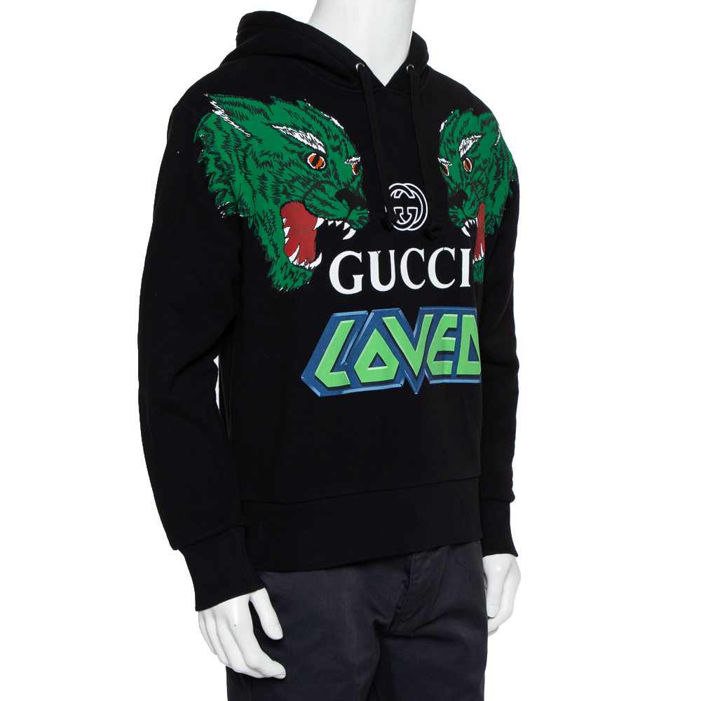 

Gucci Black Logo Loved Printed Cotton Hoodie
