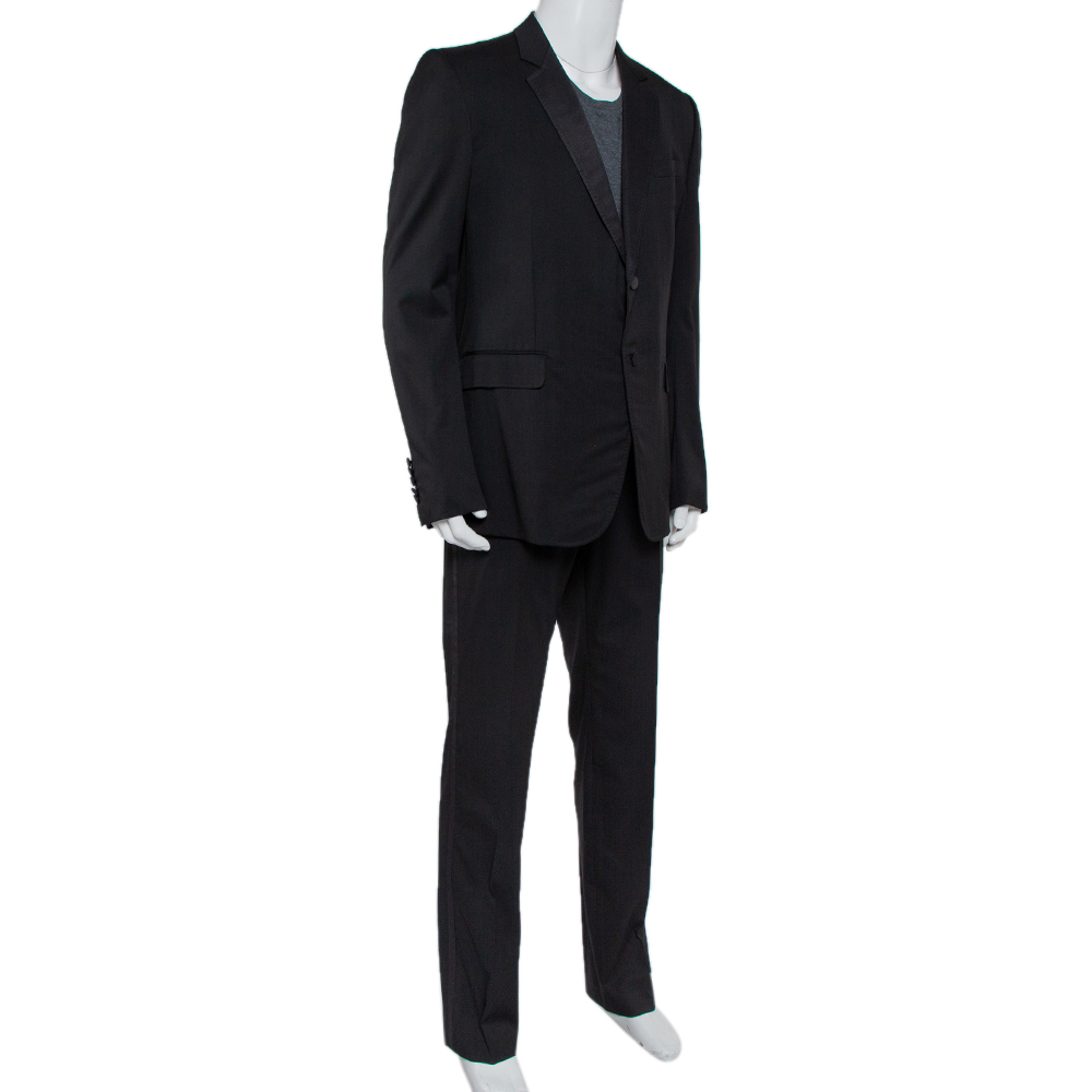 

Gucci Black Wool Contrast Collar & Strip Detail Regular Fit Suit 3XL