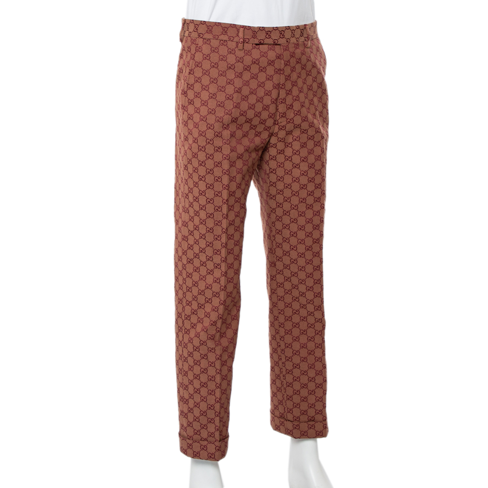 

Gucci Brown Logo Jacquard Wide Leg Pants