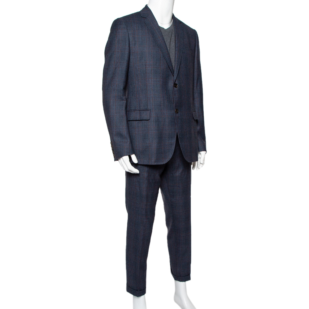 

Gucci Navy Blue Checkered Wool Suit