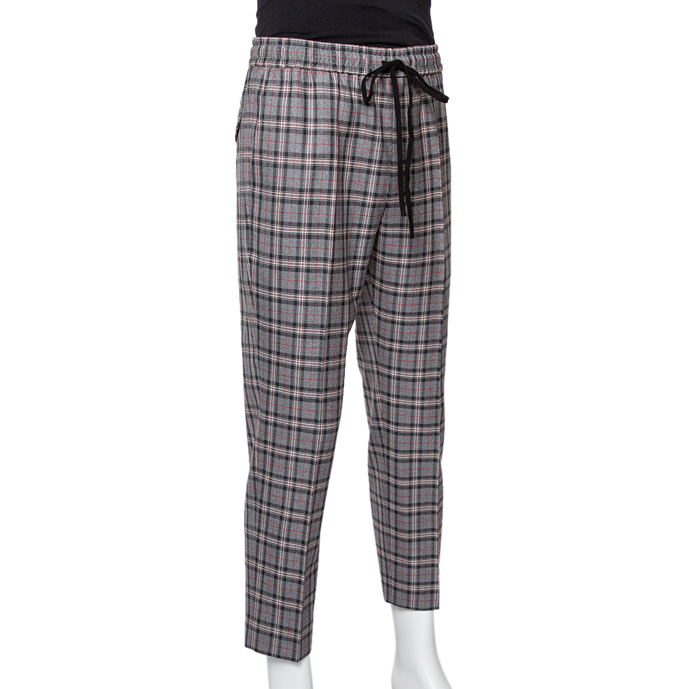 

Gucci Grey Checkered Wool Track Pants