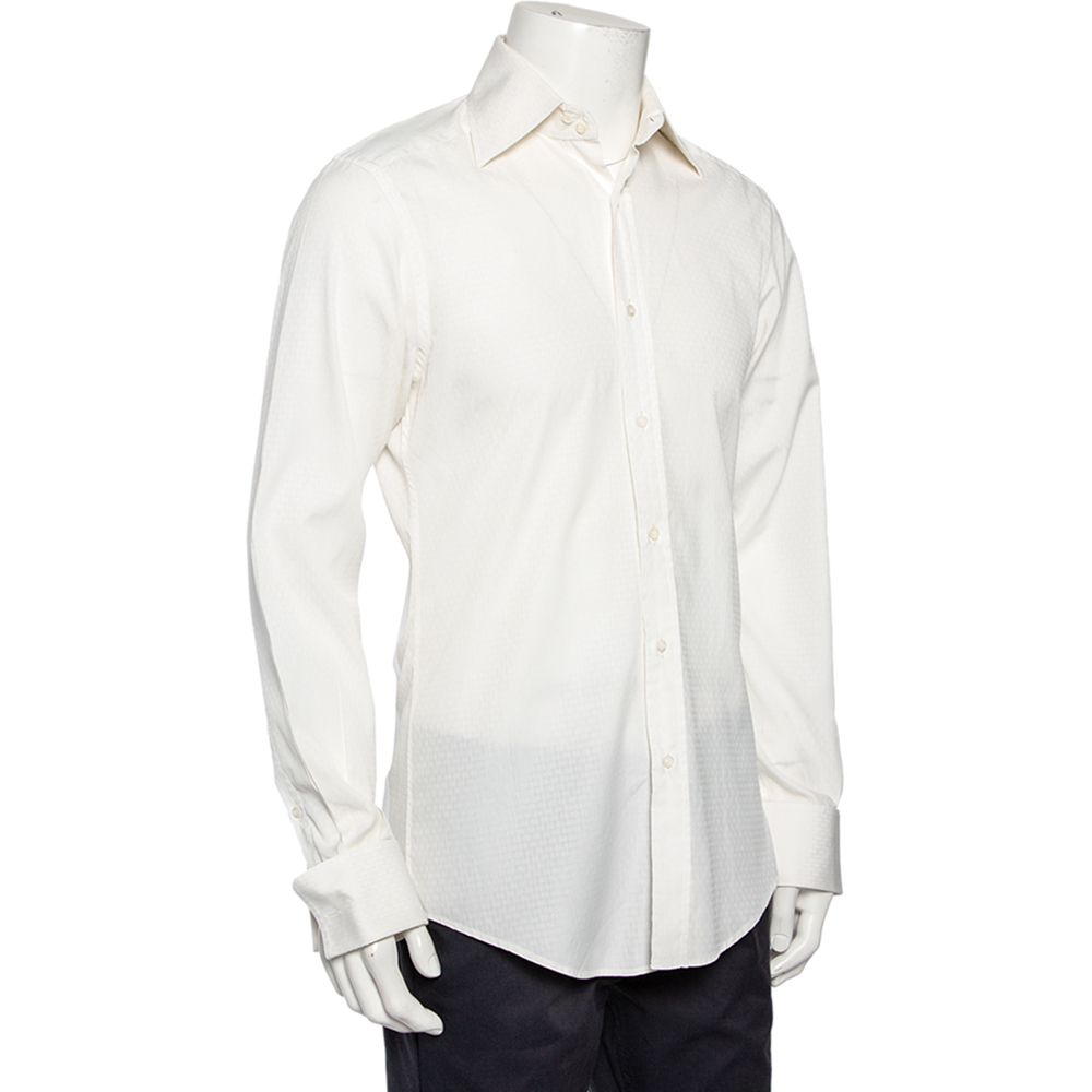 

Gucci White Logo Jacquard Cotton Button Front Shirt