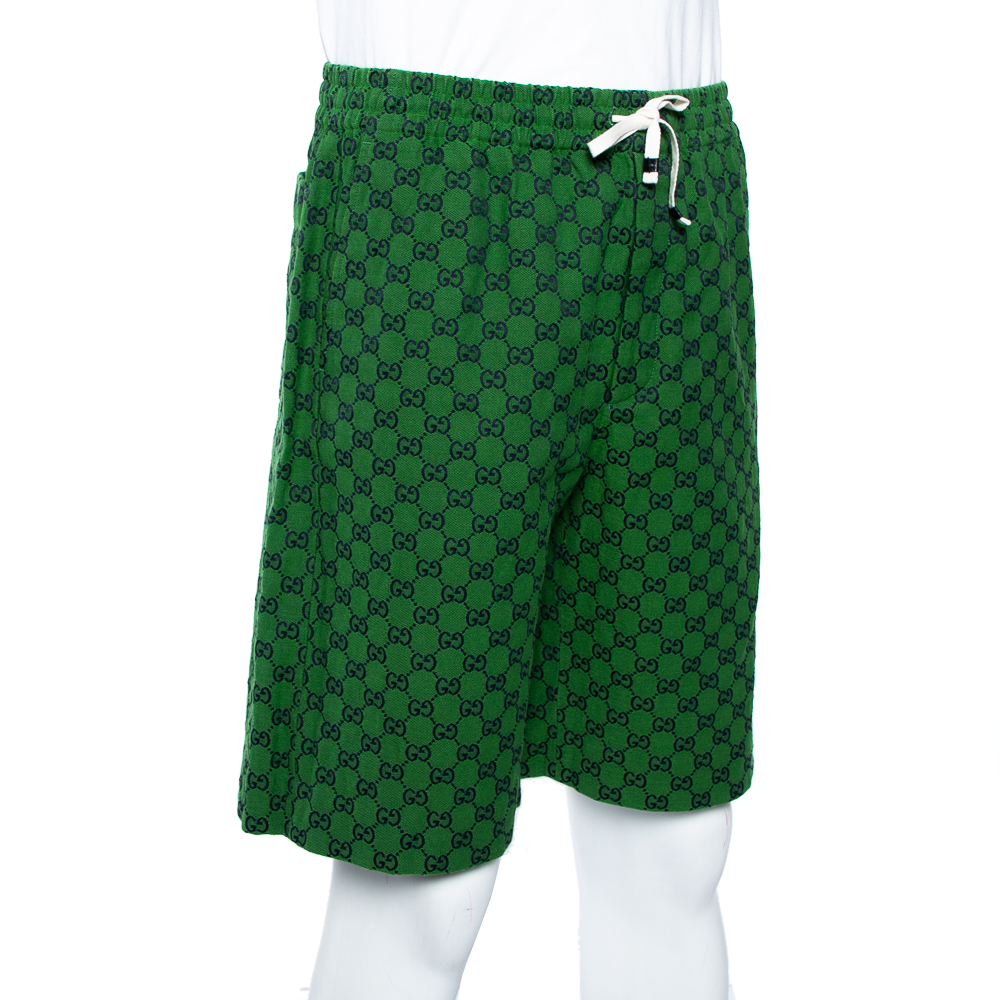 

Gucci Green Logo Cotton Jacquard Shorts