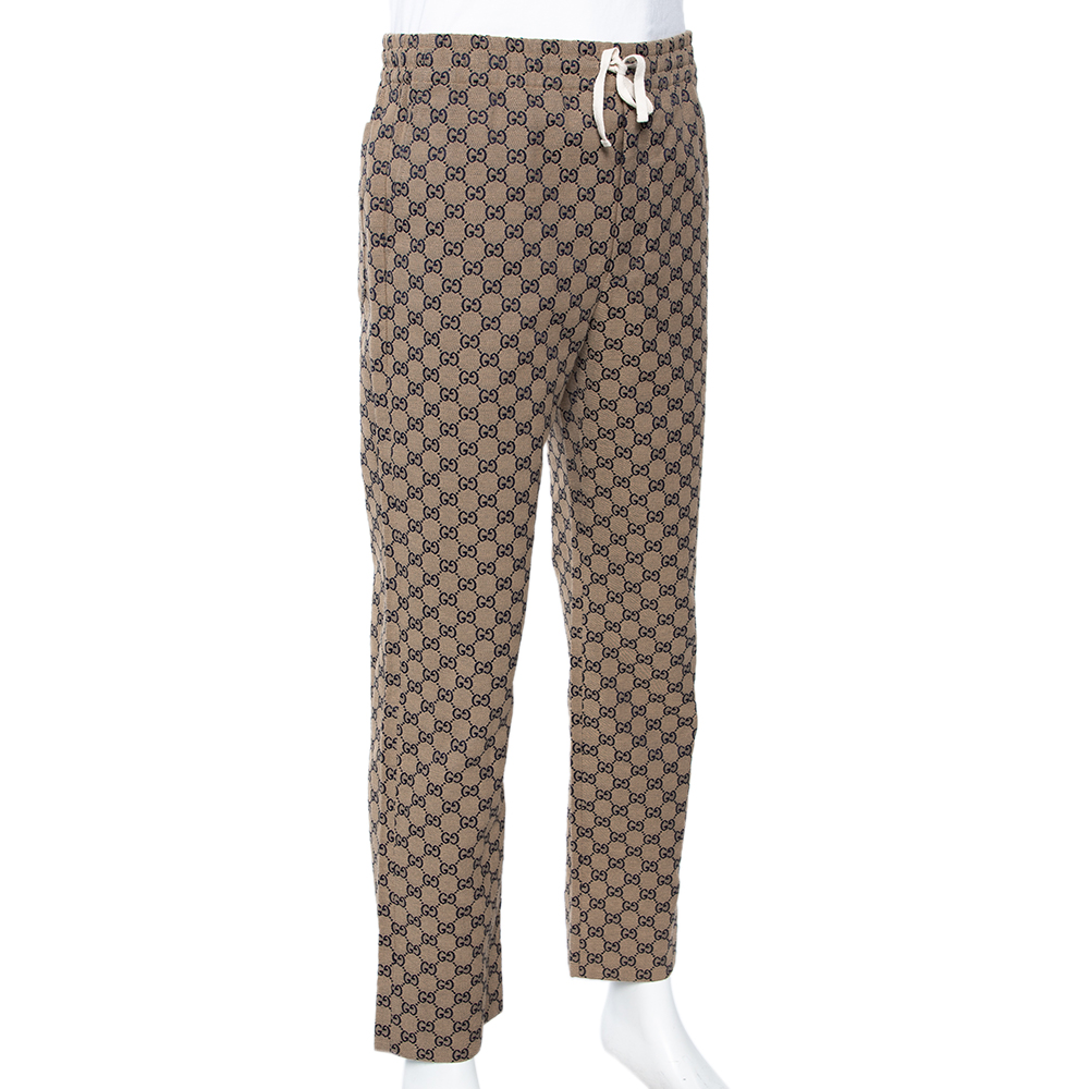 

Gucci Beige Logo Jacquard Drawstring Detail Trousers