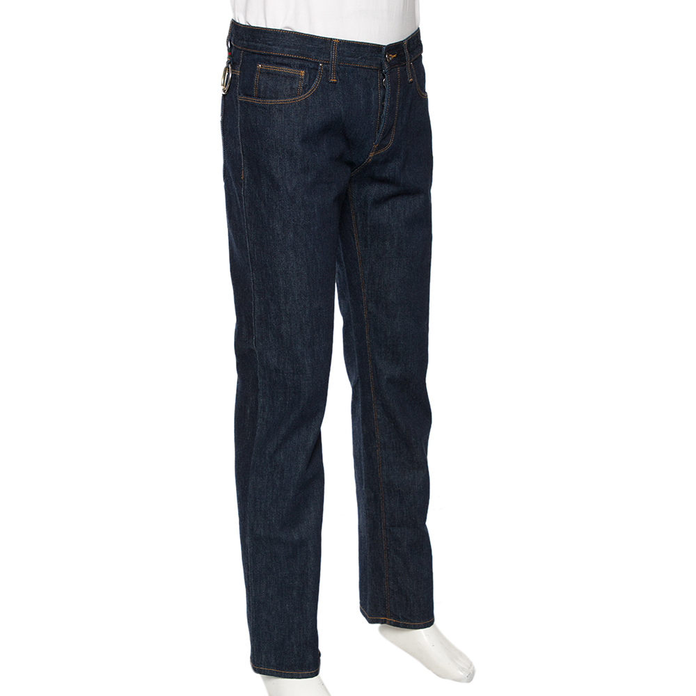 

Gucci Indigo Dark Wash Denim Regular Fit Jeans, Blue