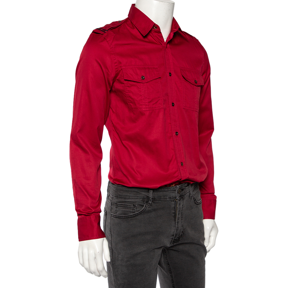 

Gucci Red Cotton Double Pocket Military Shirt