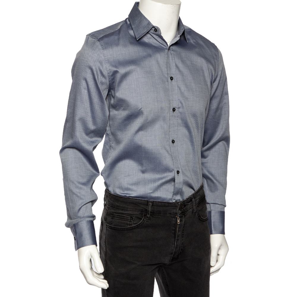 

Gucci Slate Blue Patterned Cotton Slim Fit Shirt