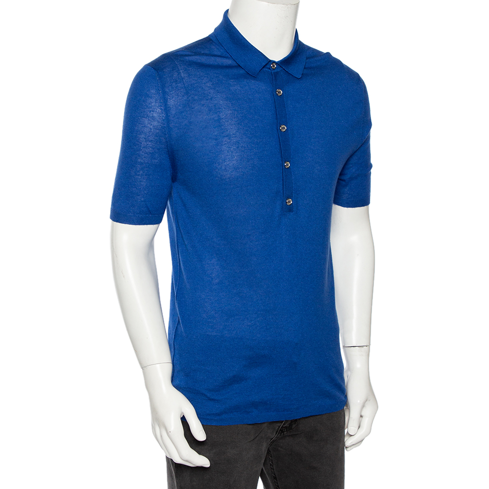 

Gucci Blue Cashmere & Silk Knit Polo T Shirt