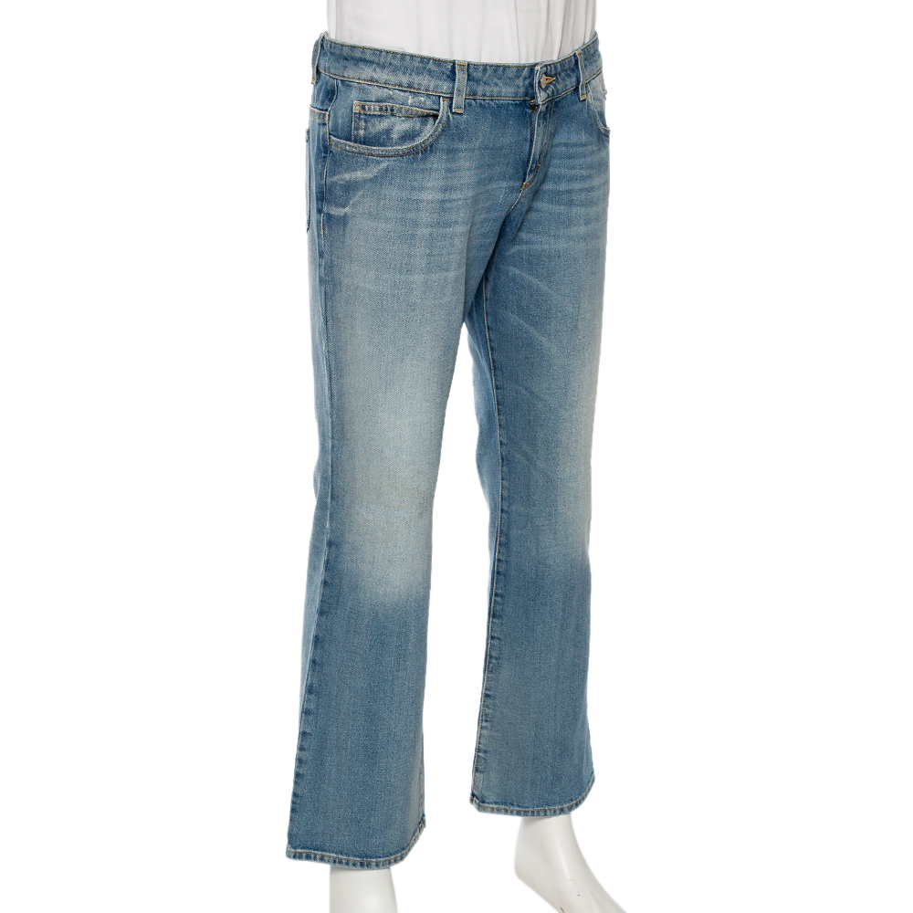 

Gucci Light Washed Blue Denim Short Skinny Flared Jeans