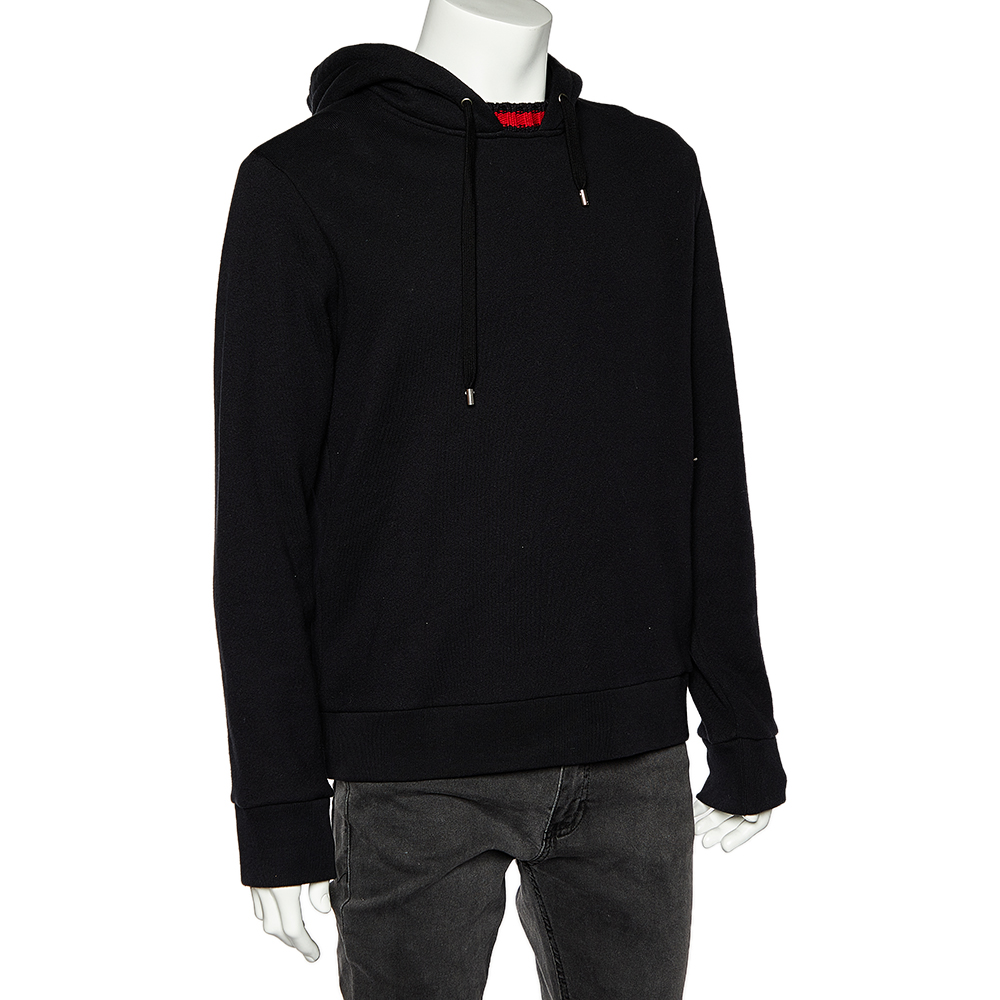 

Gucci Black Cotton Knitted Web Trim Hoodie