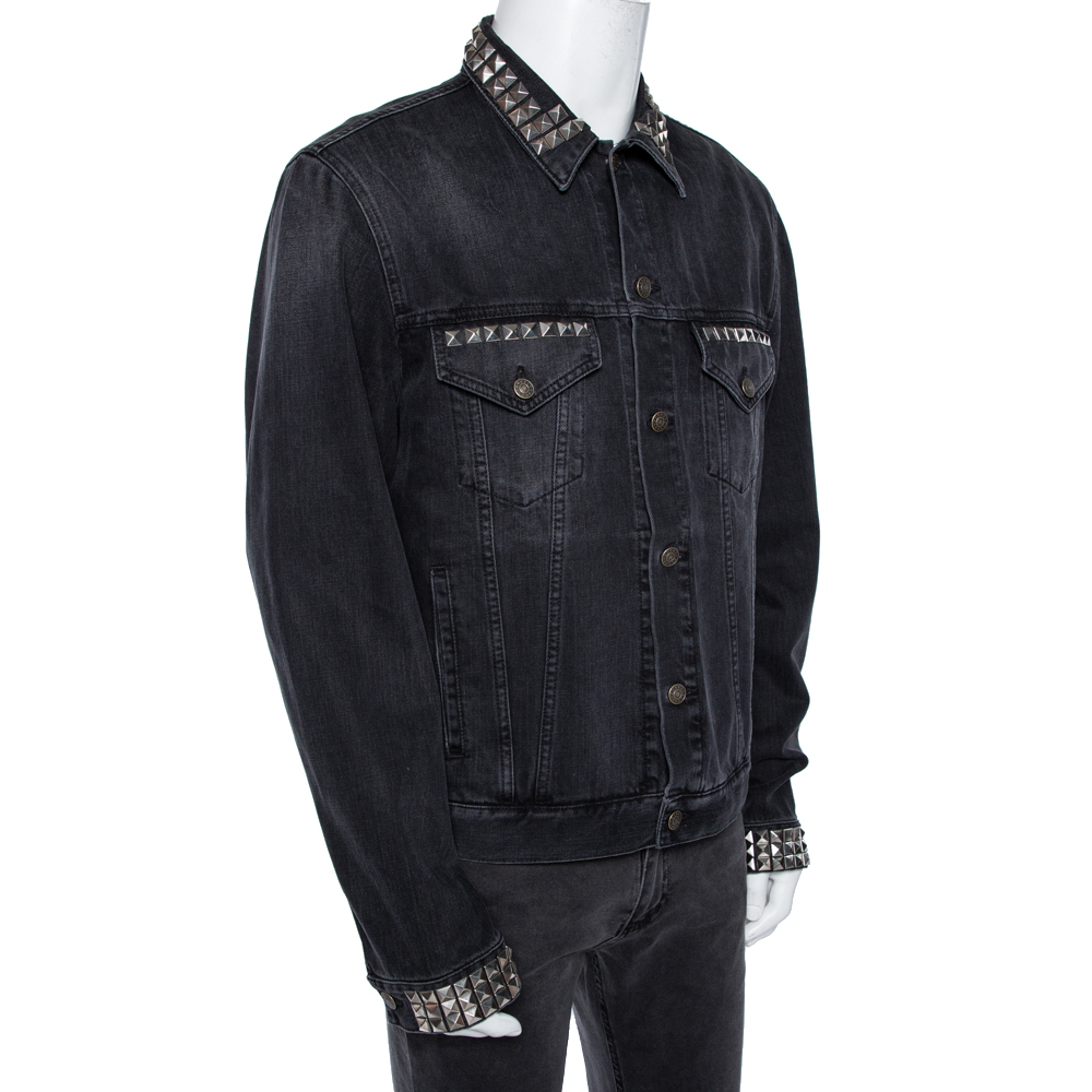 

Gucci Grey Blind For Love Rock Studded Denim Jacket