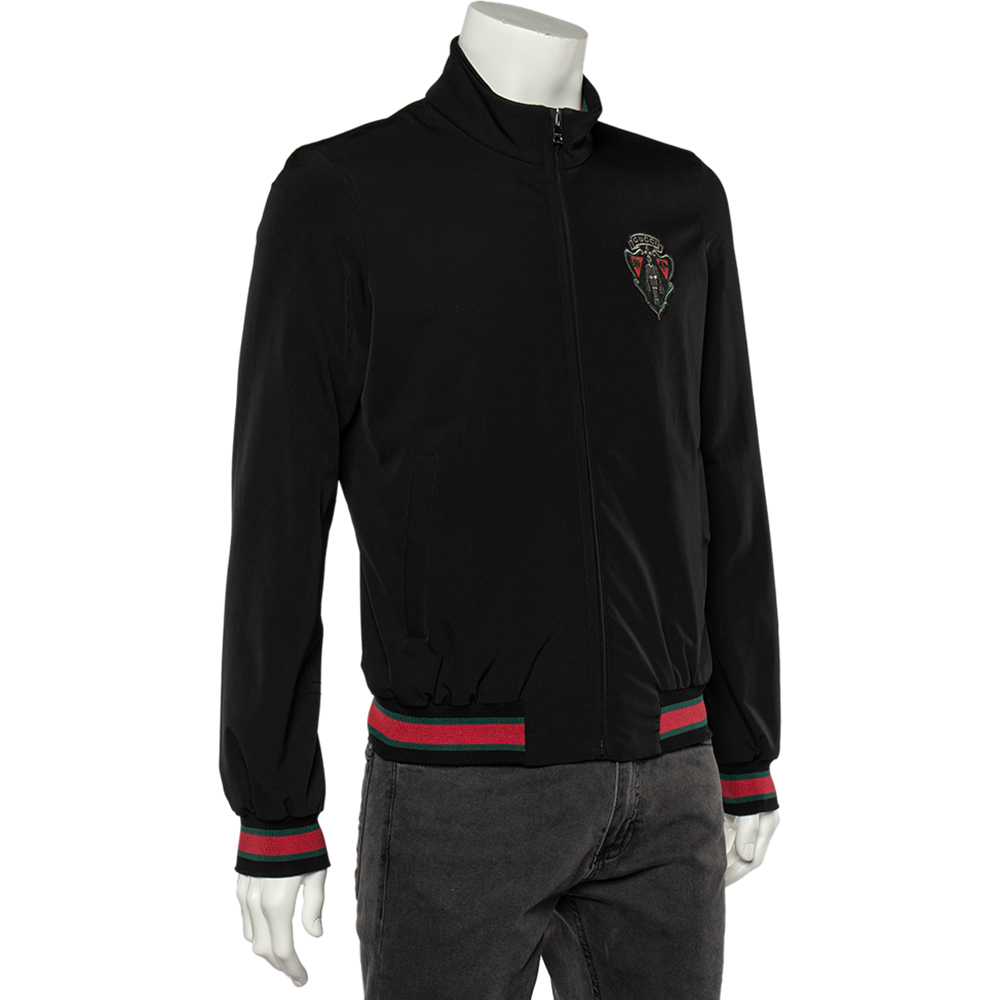 

Gucci Equestrian Black Web Trim Bomber Jacket