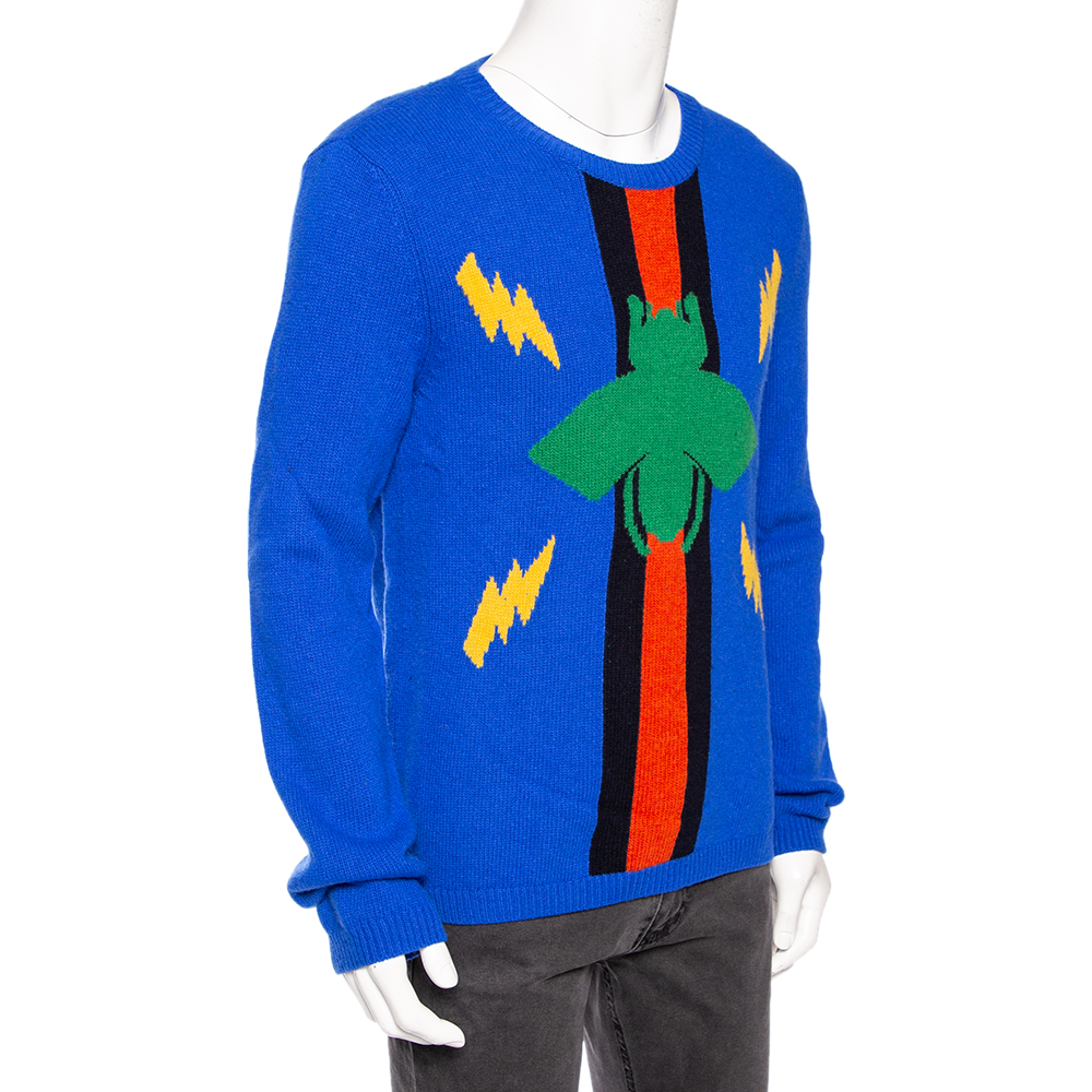 

Gucci Blue Wool Jacquard Crewneck Sweater