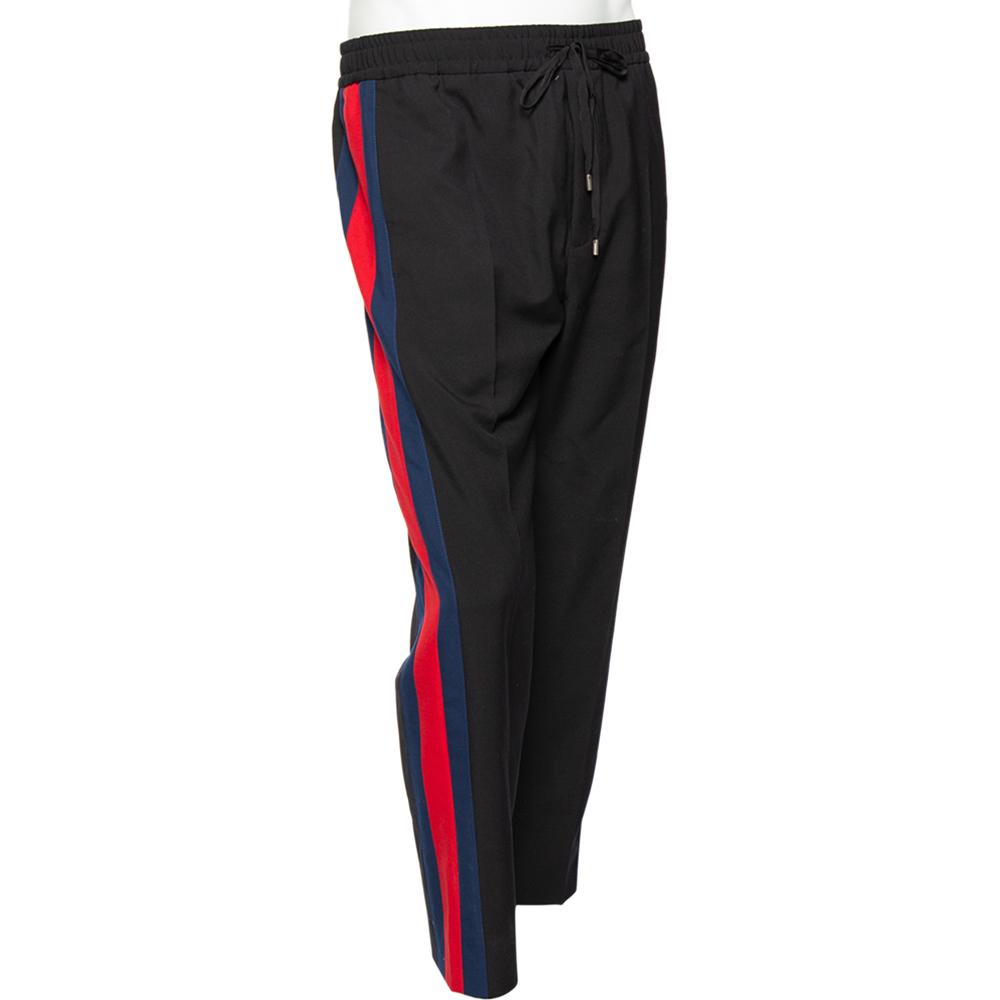 

Gucci Black Wool Web Stripe Trimmed Elasticized Waist Detailed Trousers