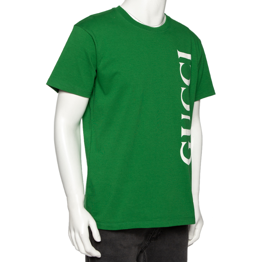 

Gucci Green Cotton Logo Printed Short Sleeve T-Shirt