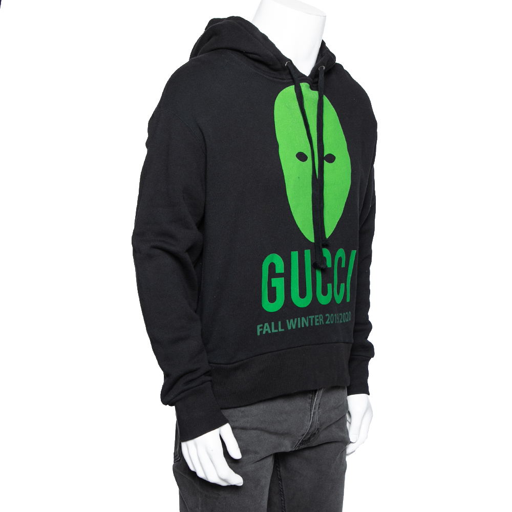 

Gucci Black and Green Mask Cotton Graphic Print Hoodie