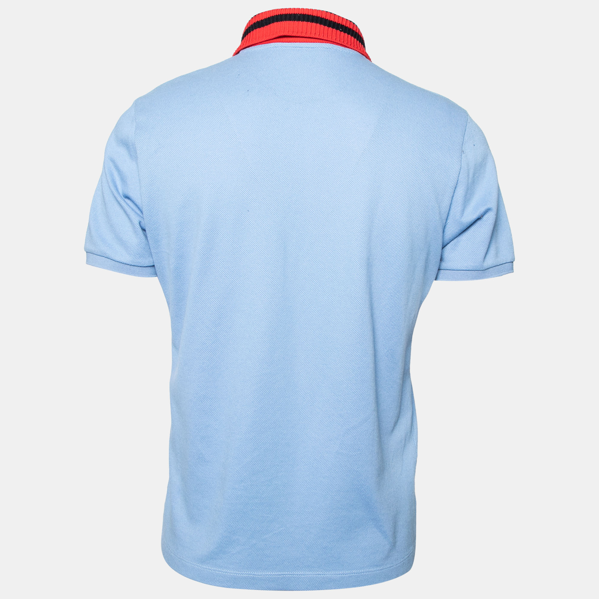 

Gucci Blue Cotton Multi Motif Embroidered Polo T-Shirt