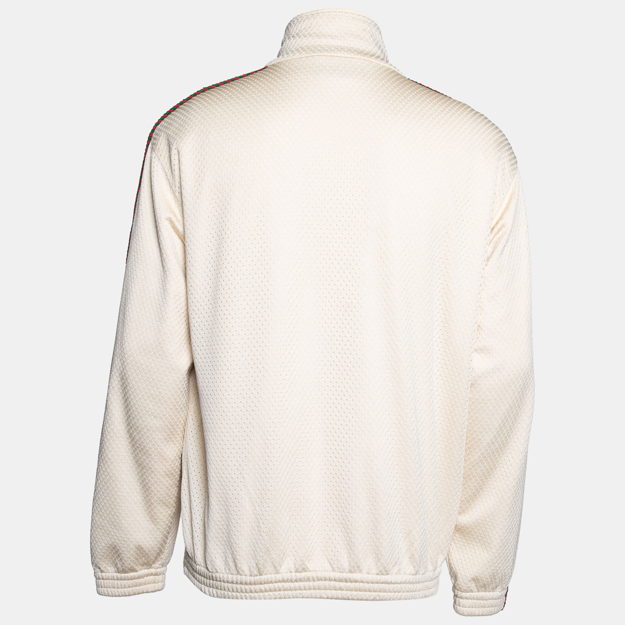 

Gucci Cream Knit GG Patch Braided Trim Track Jacket