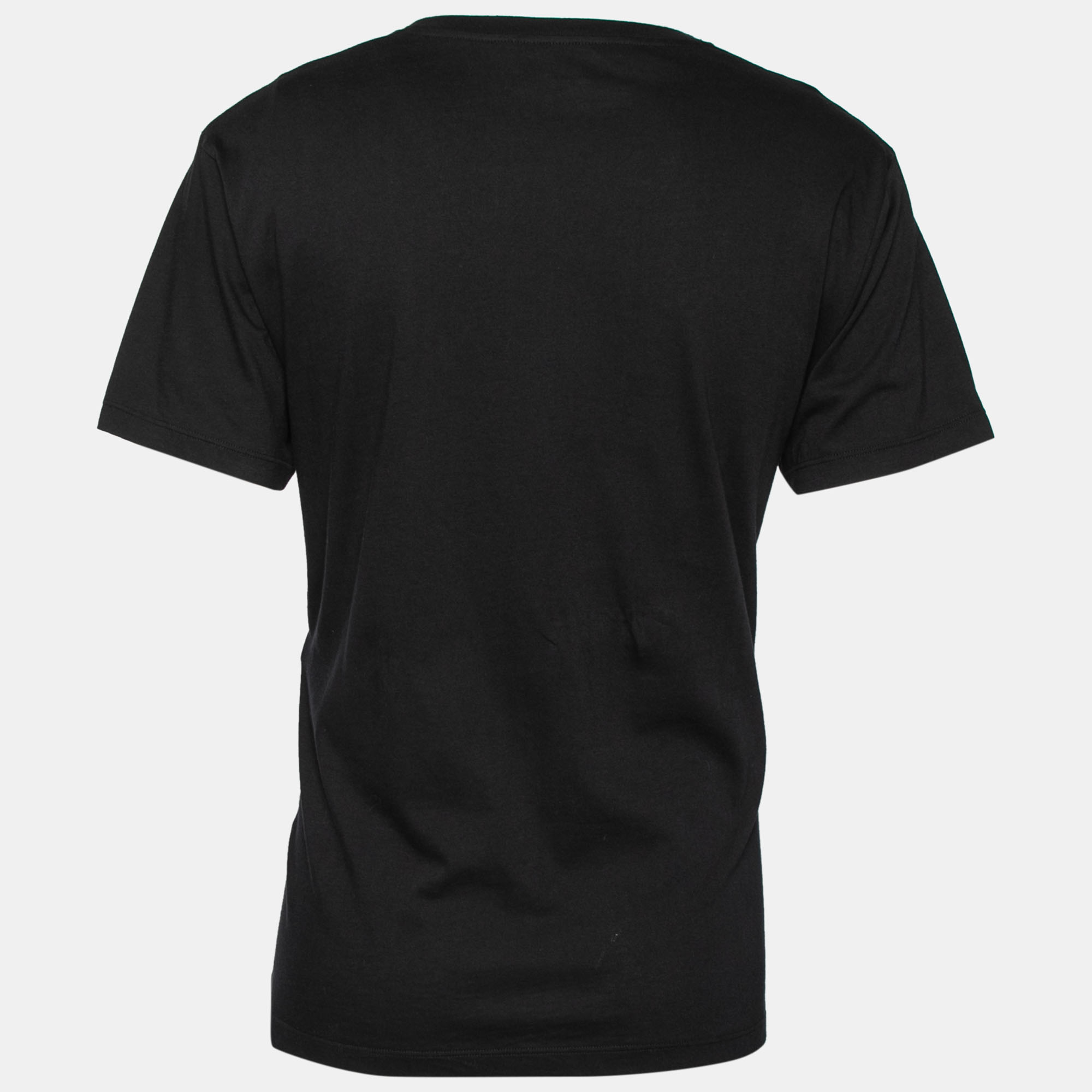 

Gucci Black Cotton Logo Printed Crew Neck Short Sleeve T-Shirt