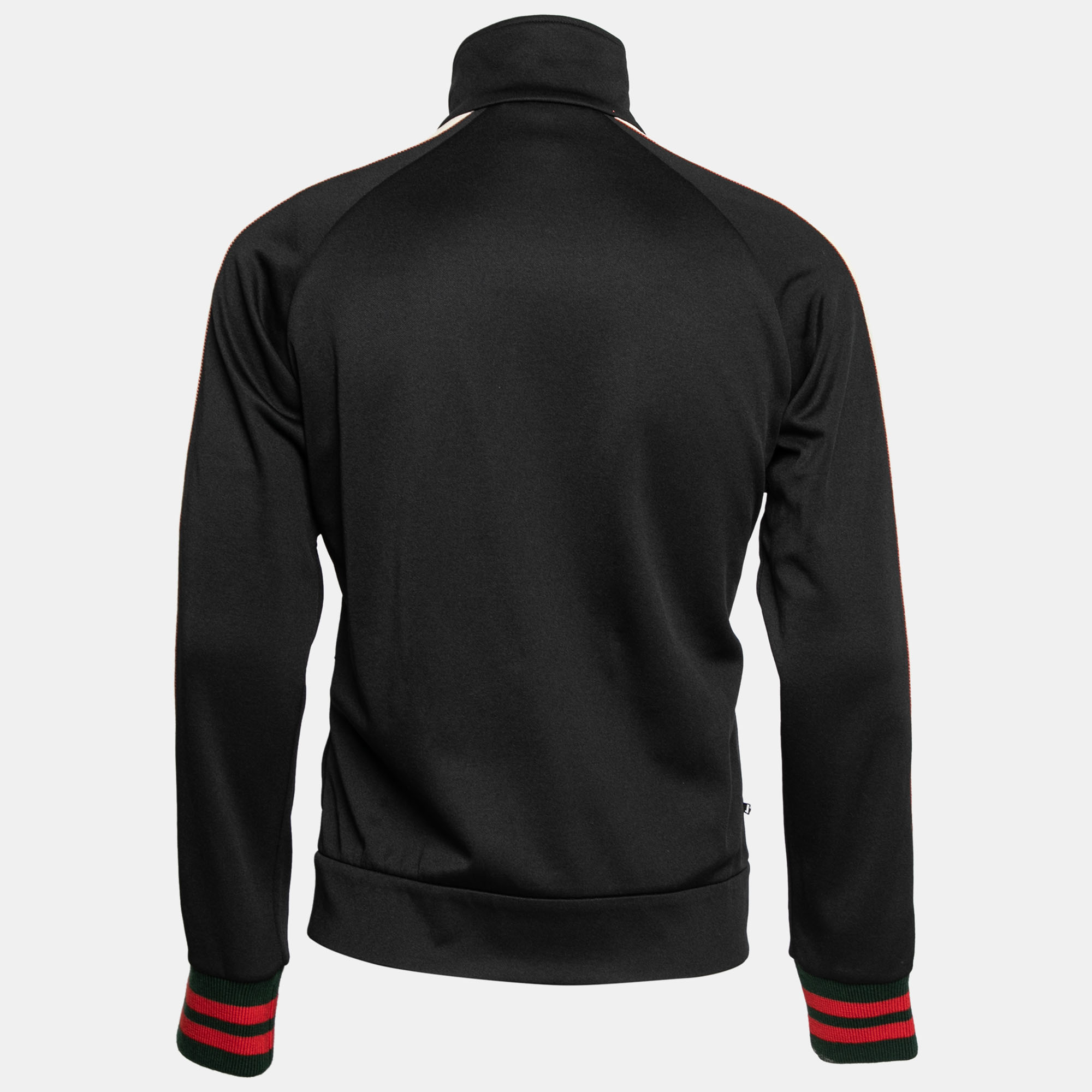 

Gucci Black Jersey Web Stripe Trimmed Zip Front Jacket