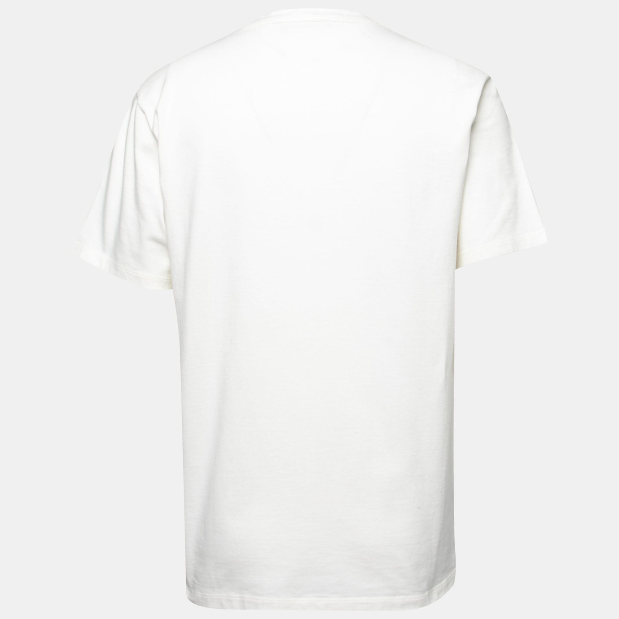 

Gucci Off White Cotton Blade Logo Printed Short Sleeve T-Shirt