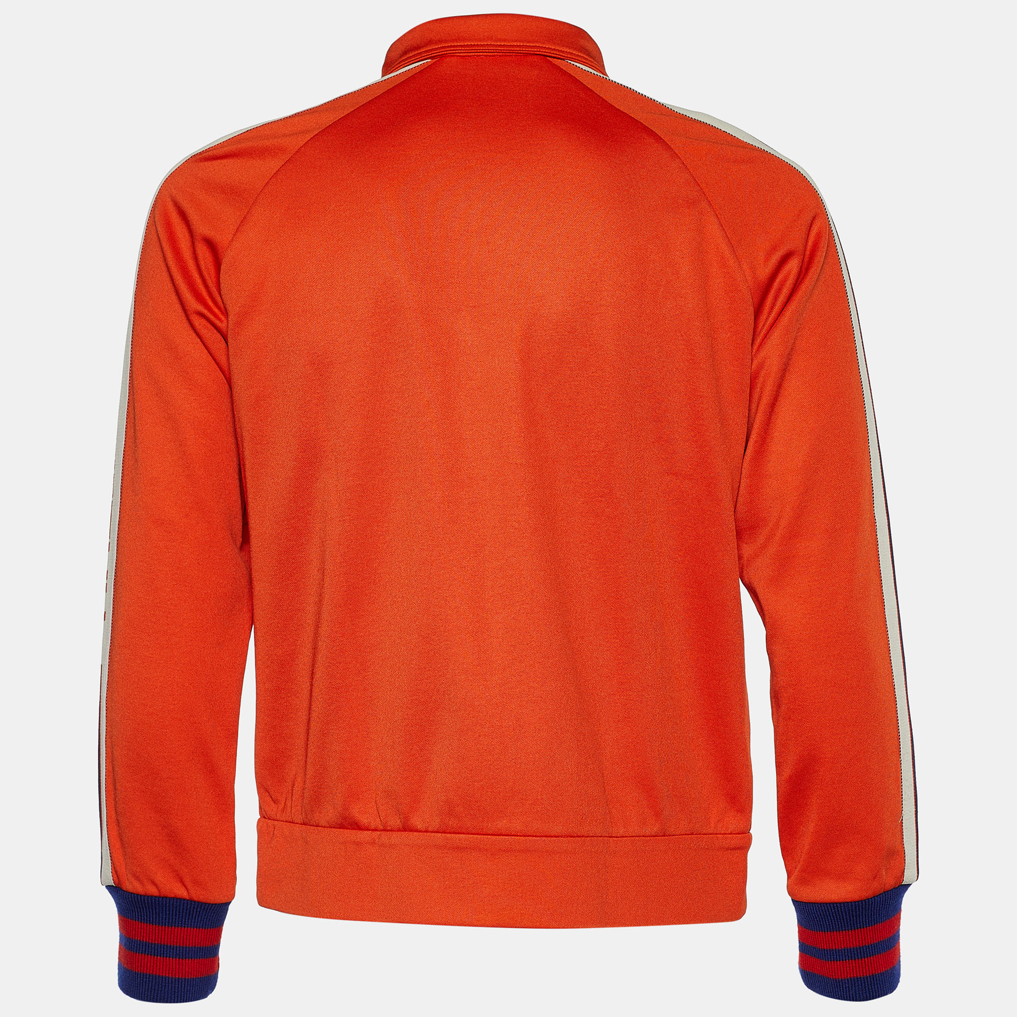 

Gucci Orange Jersey Web Stripe Logo Trimmed Jacket