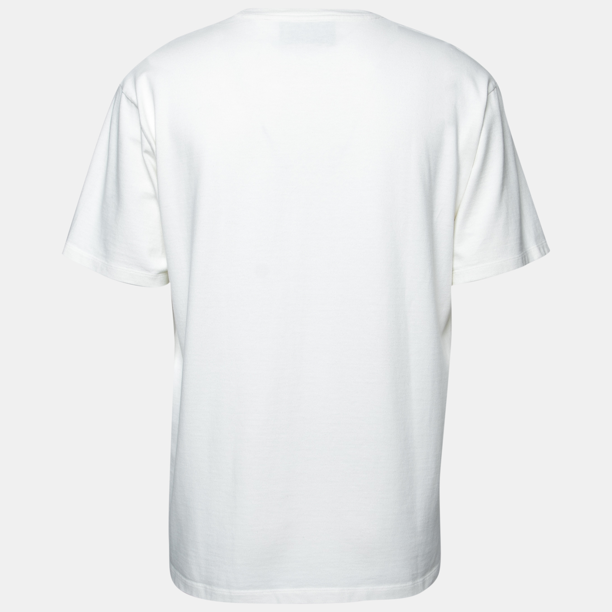 

Gucci Off White Cotton Blade Logo Printed Short Sleeve T-Shirt
