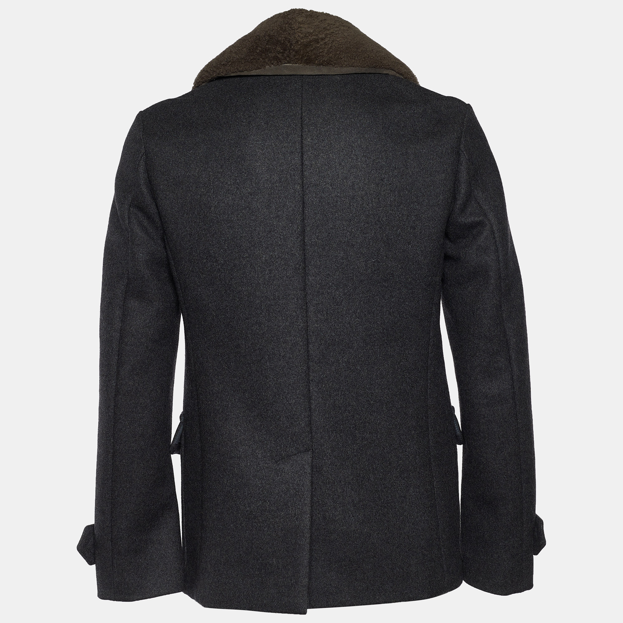 

Gucci Charcoal Grey Wool Shearling Collar Pea Coat