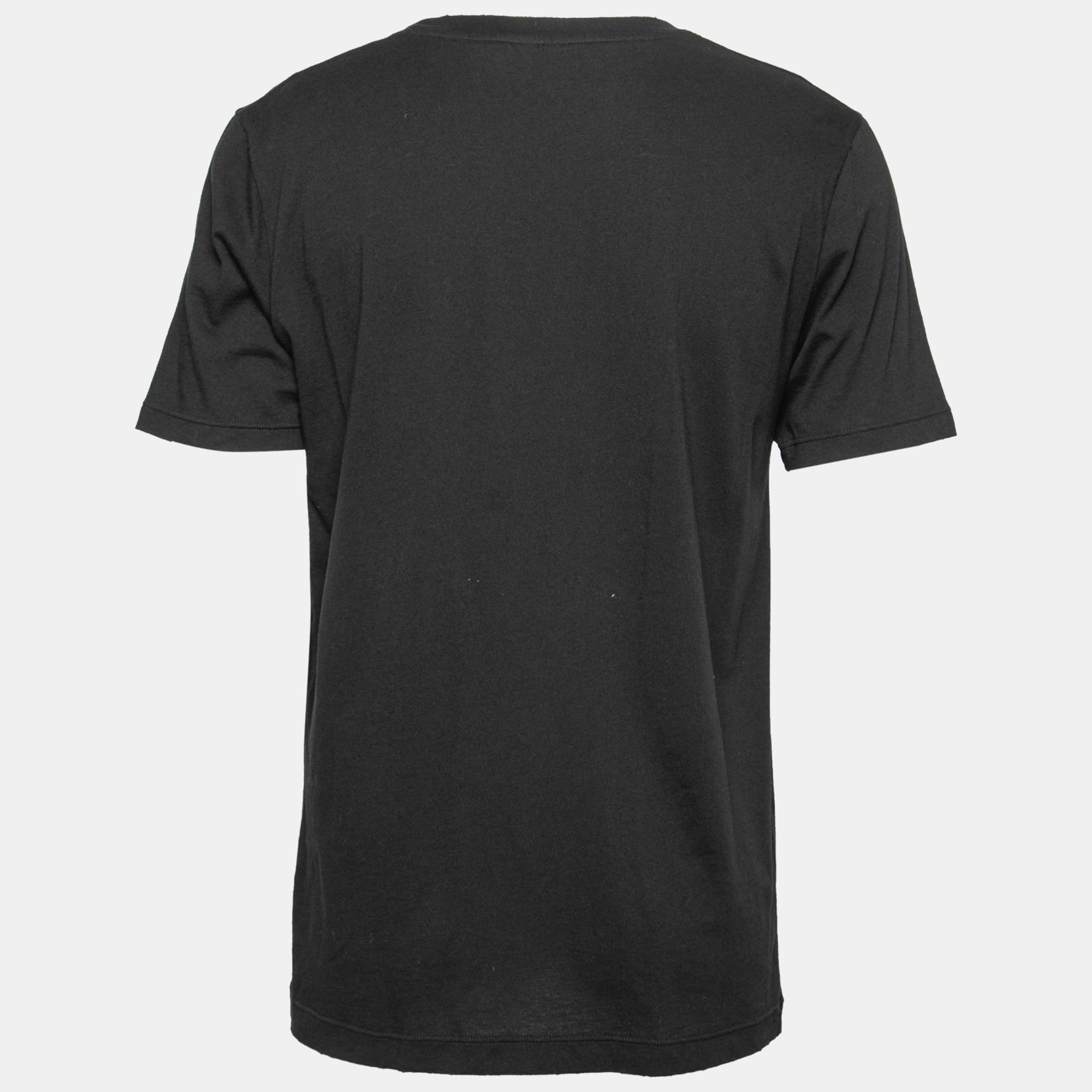 

Gucci Black Logo Printed Cotton Crew Neck T-Shirt