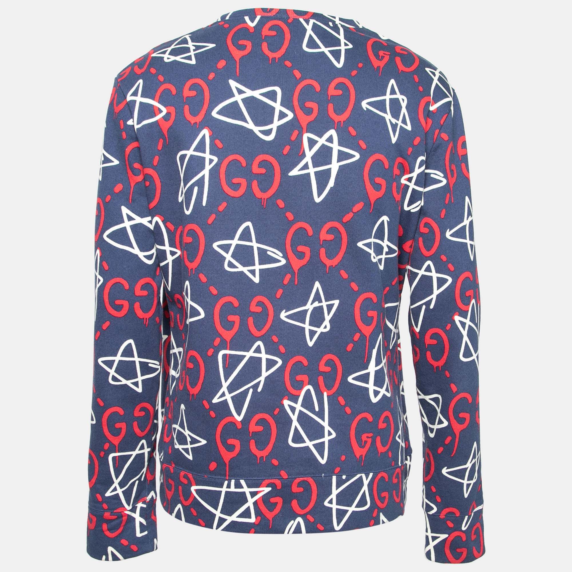 

Gucci Blue Ghost Print Cotton Round Neck Sweatshirt