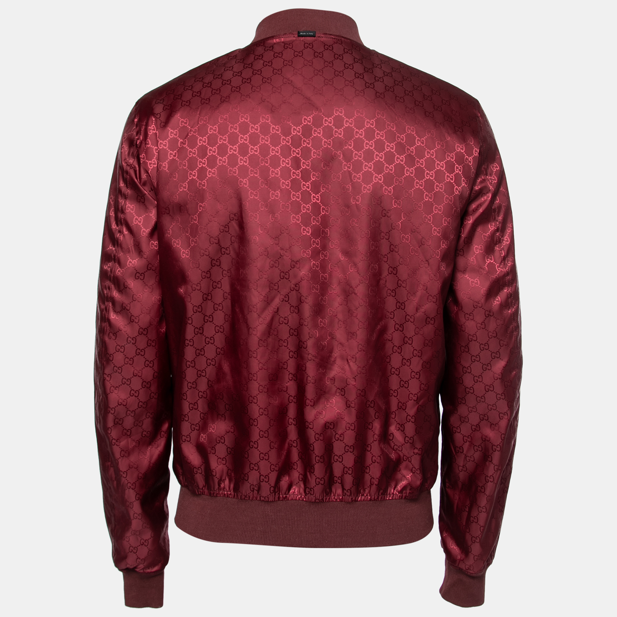 

Gucci Burgundy GG Jacquard Synthetic Reversible Bomber Jacket