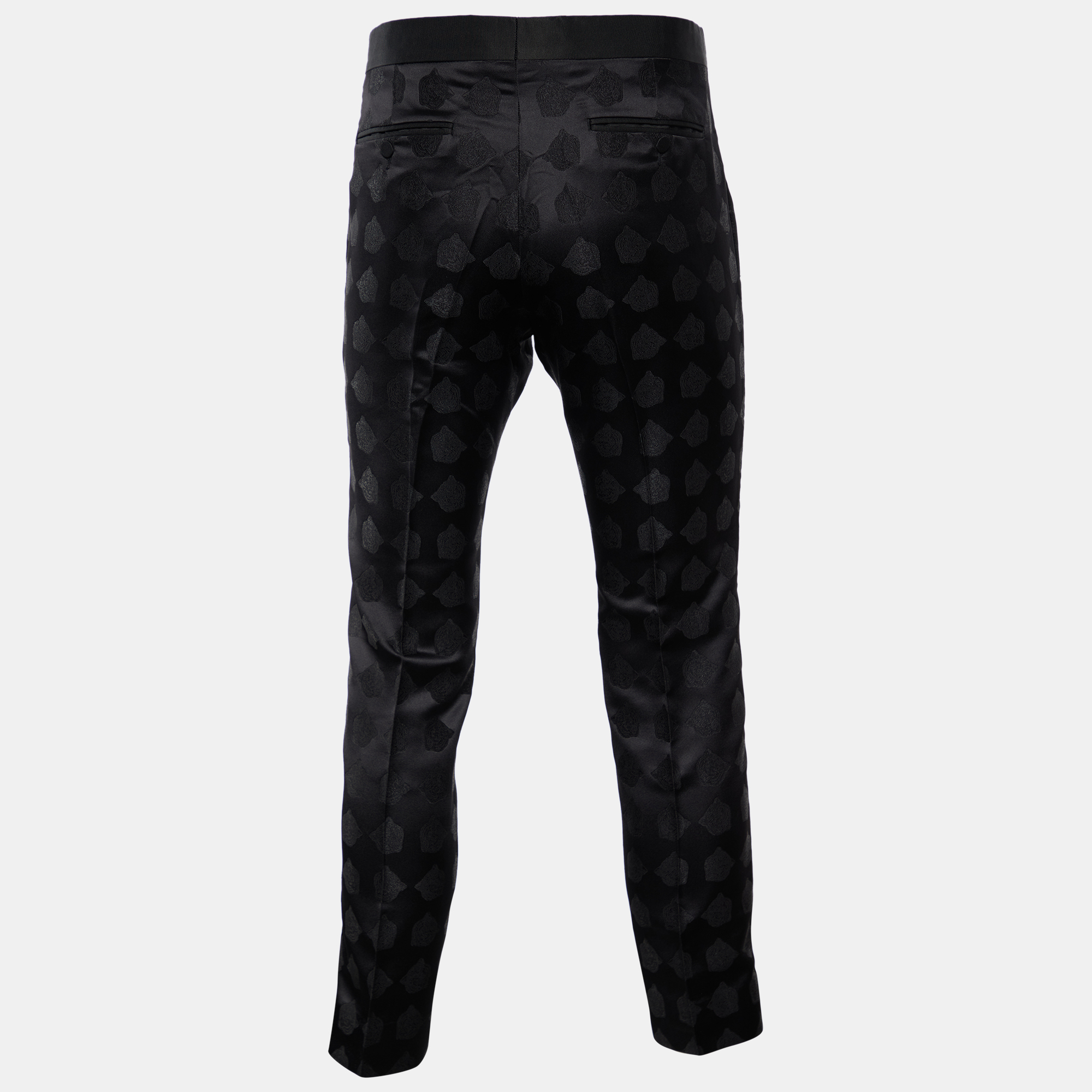 

Gucci Black Silk Satin Tiger Pattern Trousers