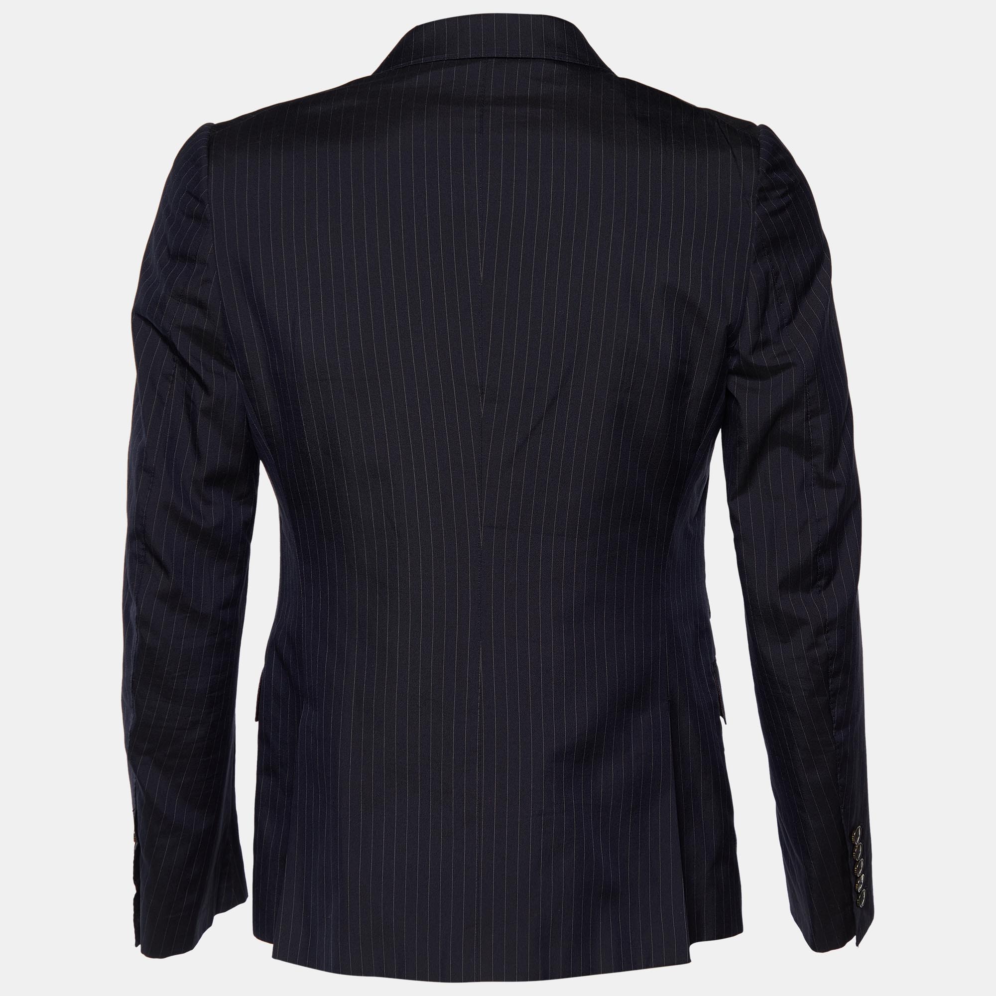 

Gucci Navy Blue Striped Cotton & Silk Double Breasted Blazer