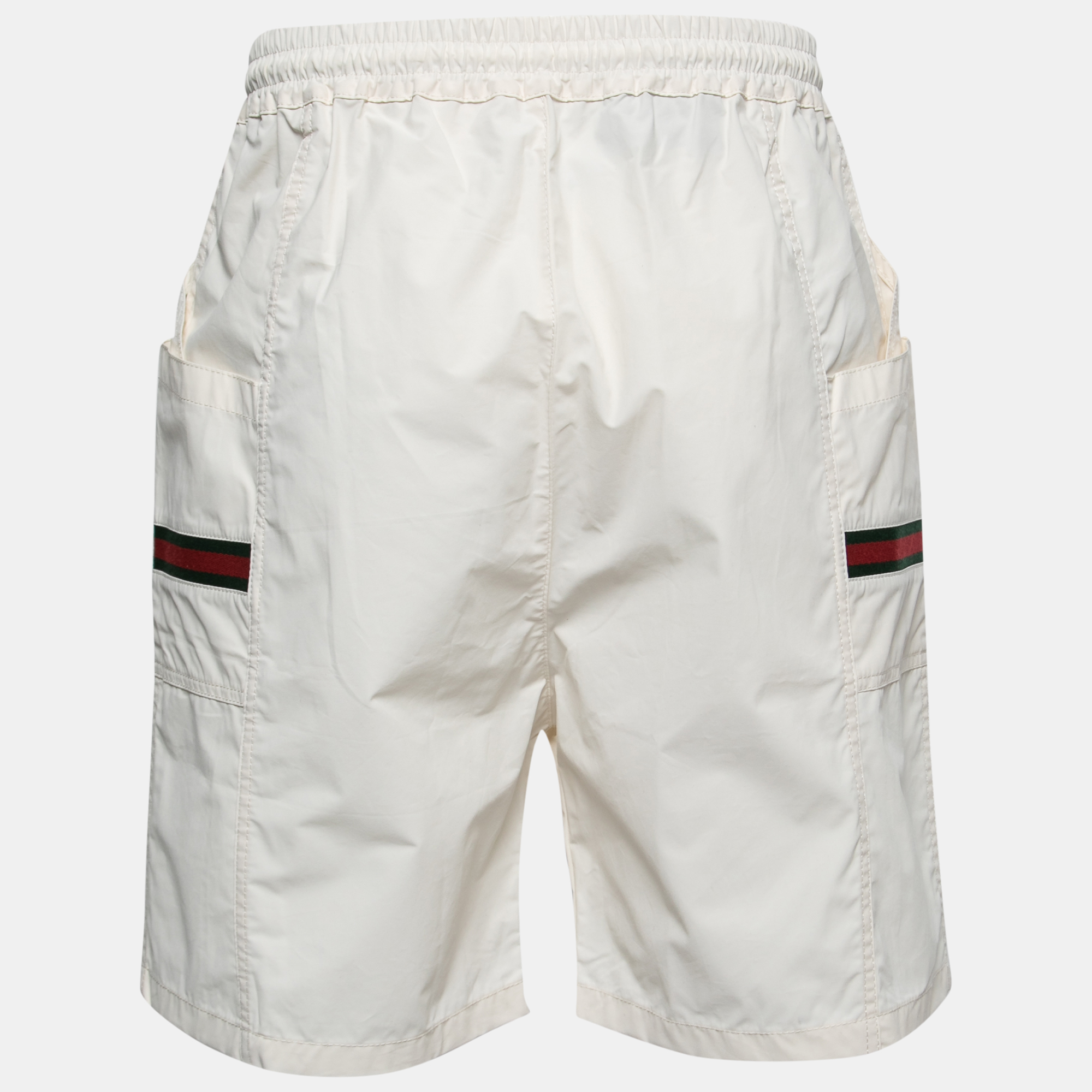 

Gucci White Cotton Web Stripe Trim Detail Shorts
