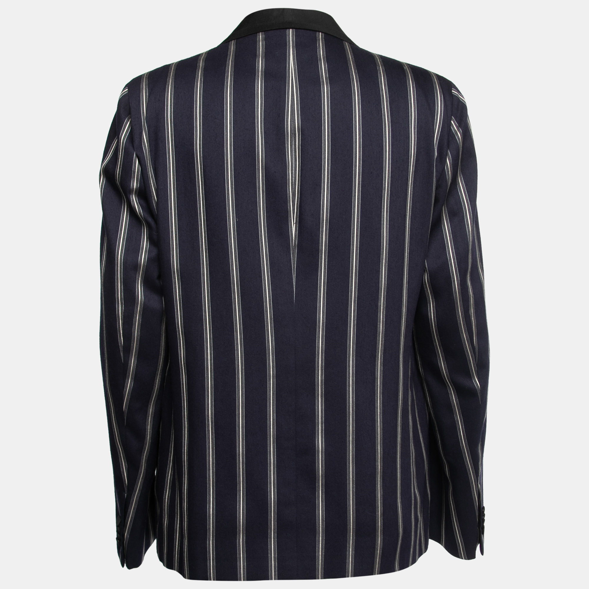 

Gucci Dark Blue Striped Wool Smoking Blazer 3XL