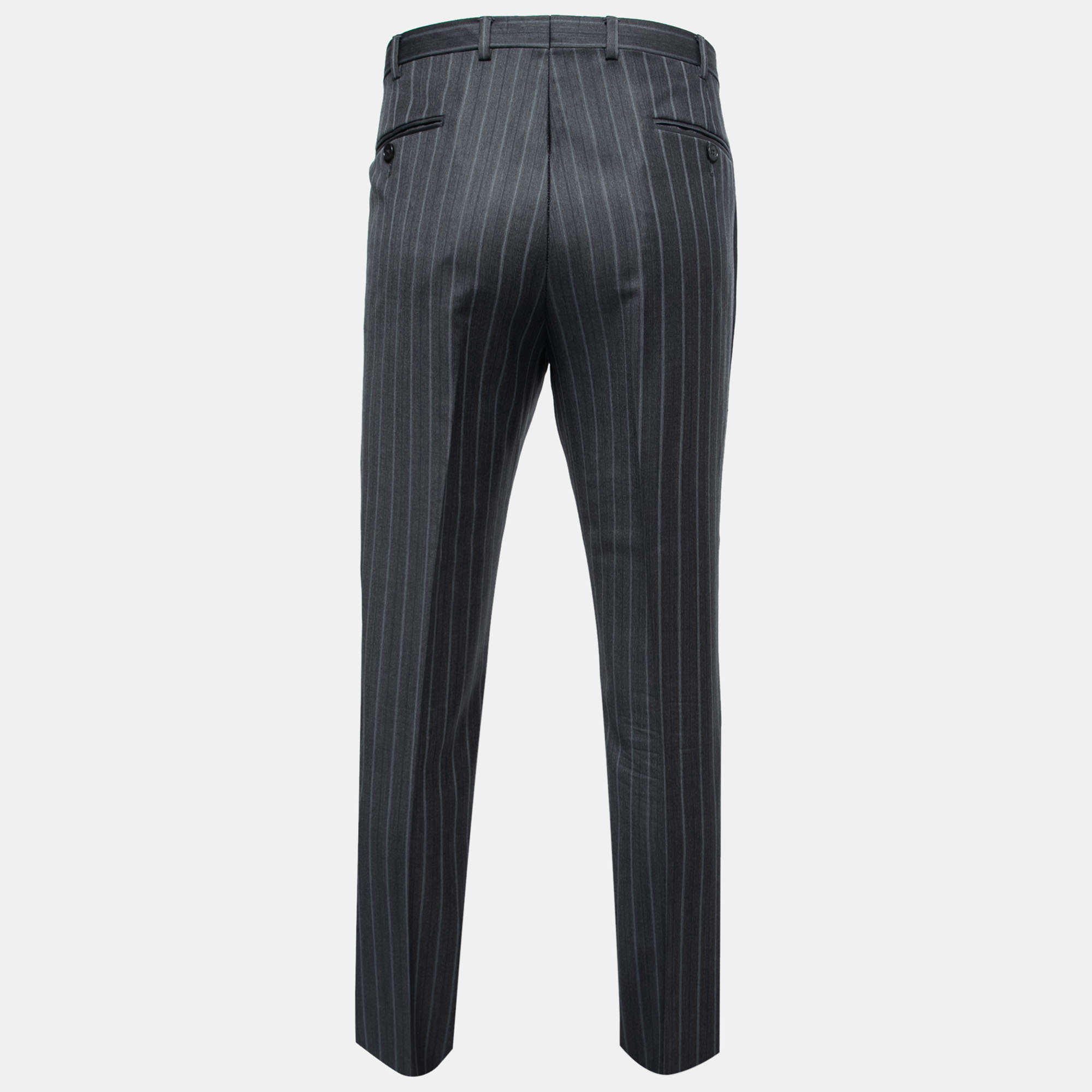 

Gucci Grey Striped Wool Tailored Trousers