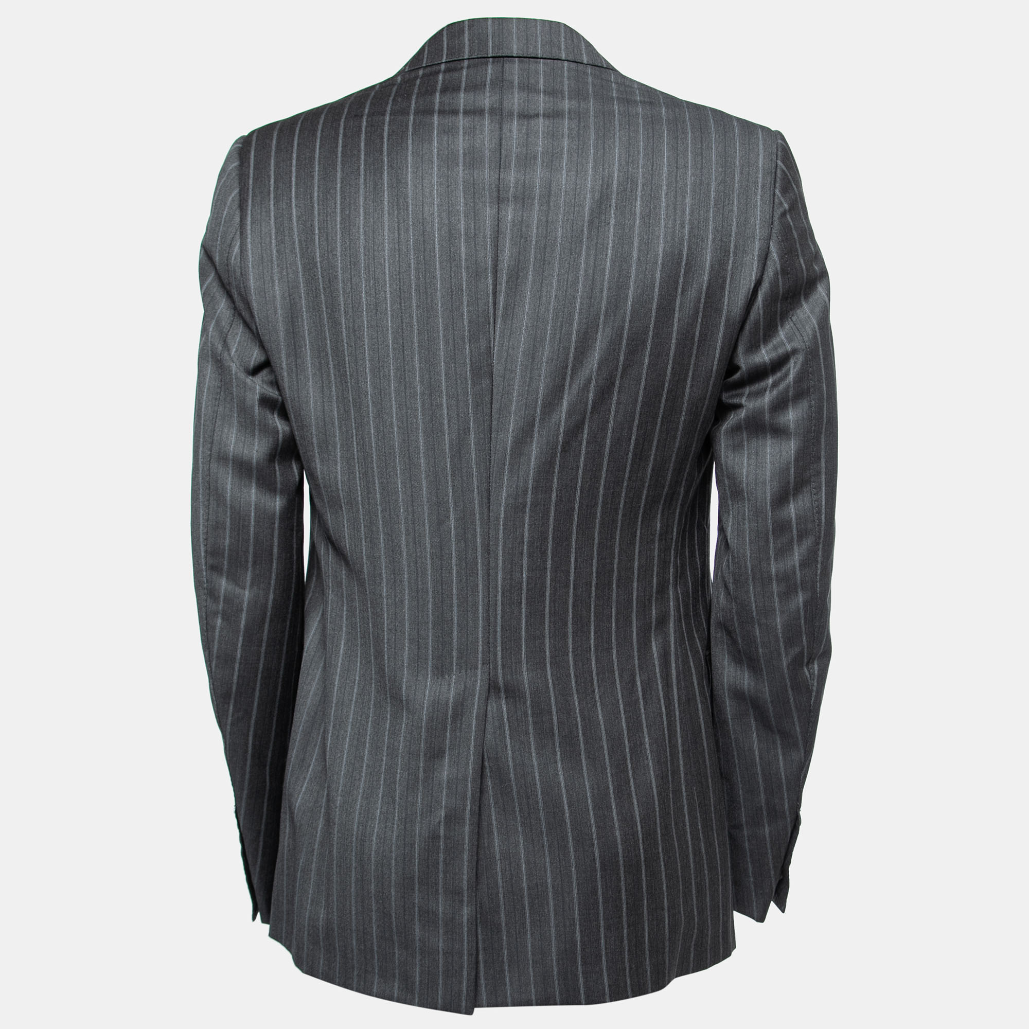

Gucci Grey Striped Wool Crepe Single-Breasted Blazer