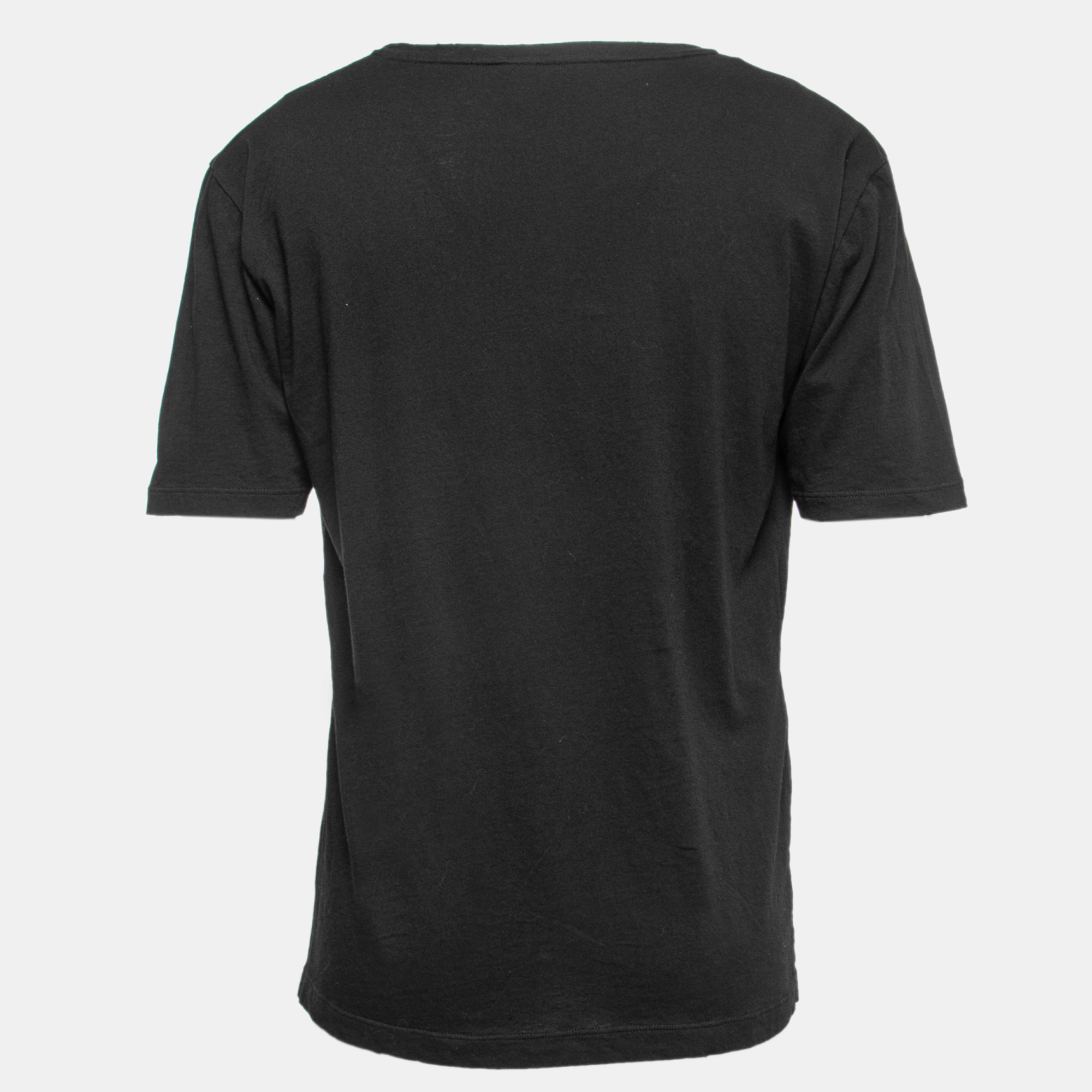 

Gucci Black Logo Printed Washed Cotton Distressed T Shirt