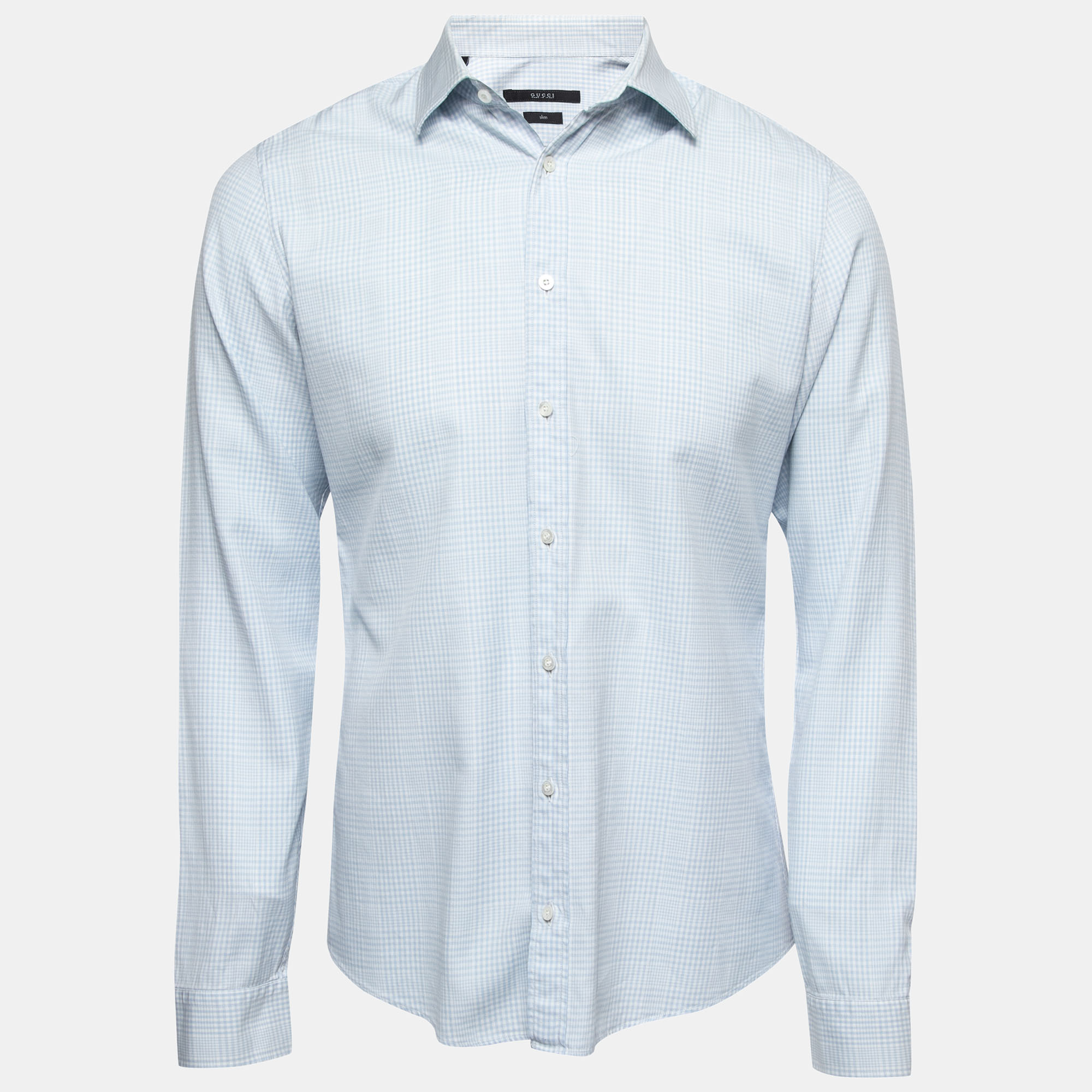 Gucci Men's Certified Washed Cotton Denim Shirt Blue