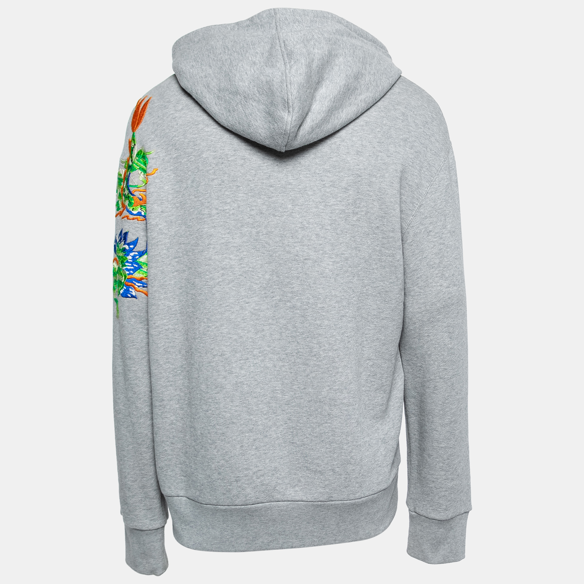 

Gucci Grey Cotton Logo Print Embroidered Hoodie