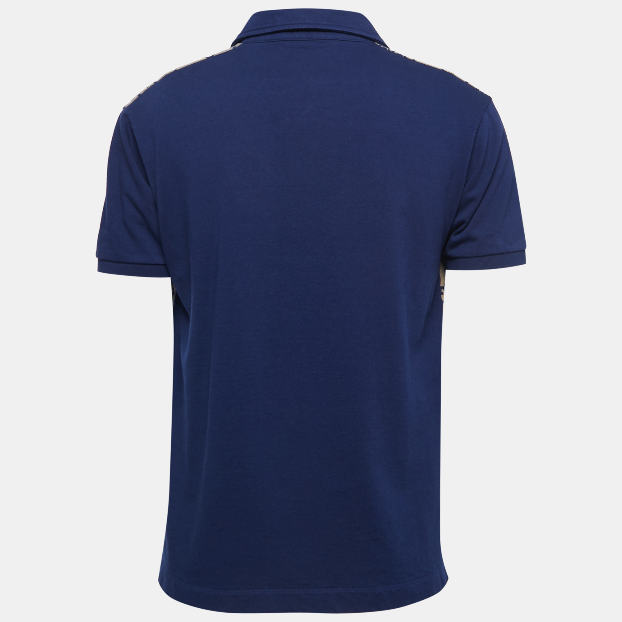 

Gucci Navy Blue GG Jacquard Knit Polo T-Shirt