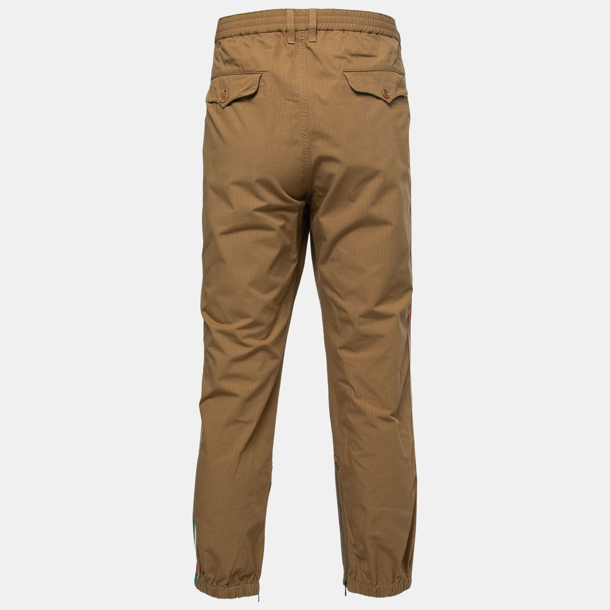 

Gucci Brown Cotton Logo Band Detail Trousers