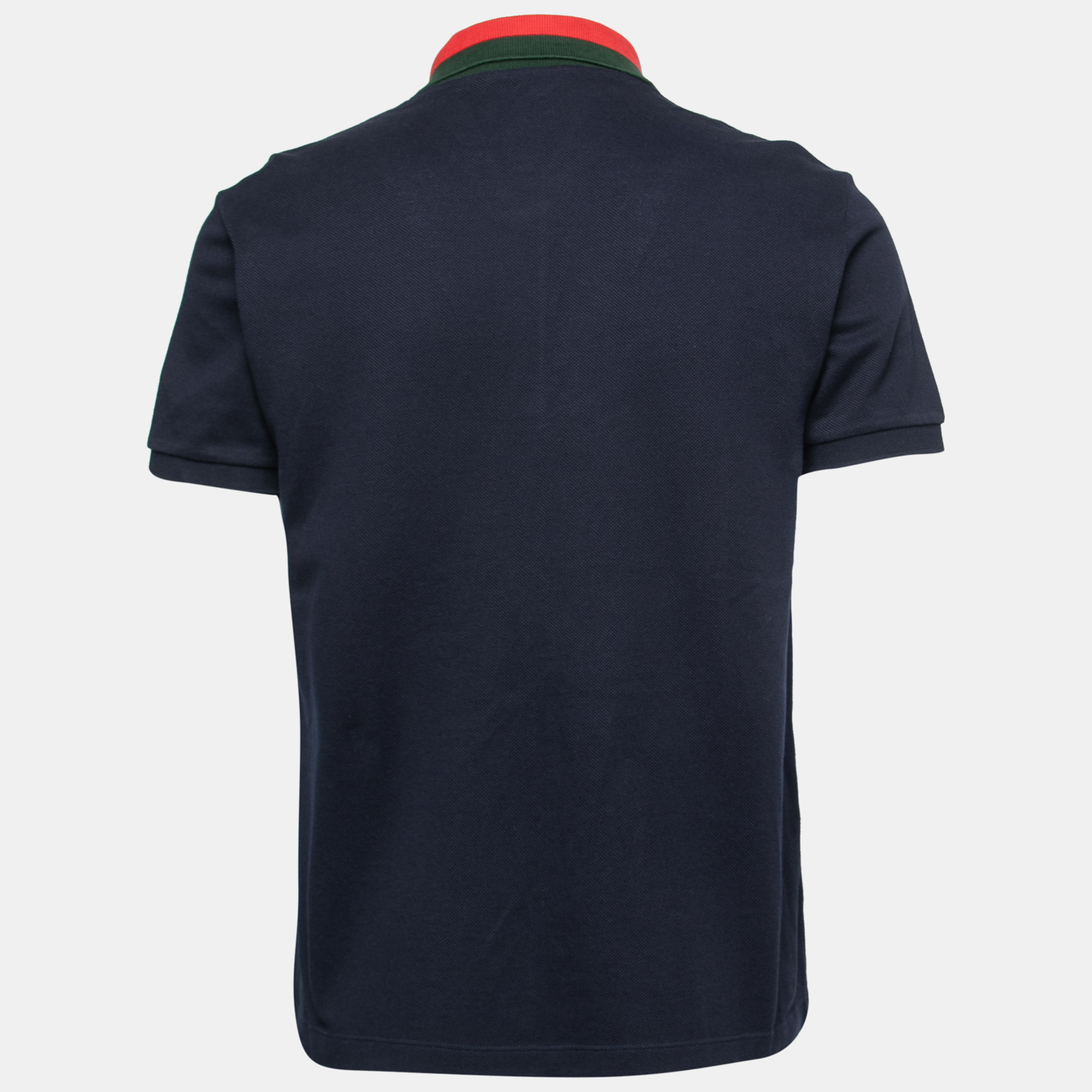 

Gucci Navy Blue Pierced Heart Embroidered Cotton Polo T-Shirt