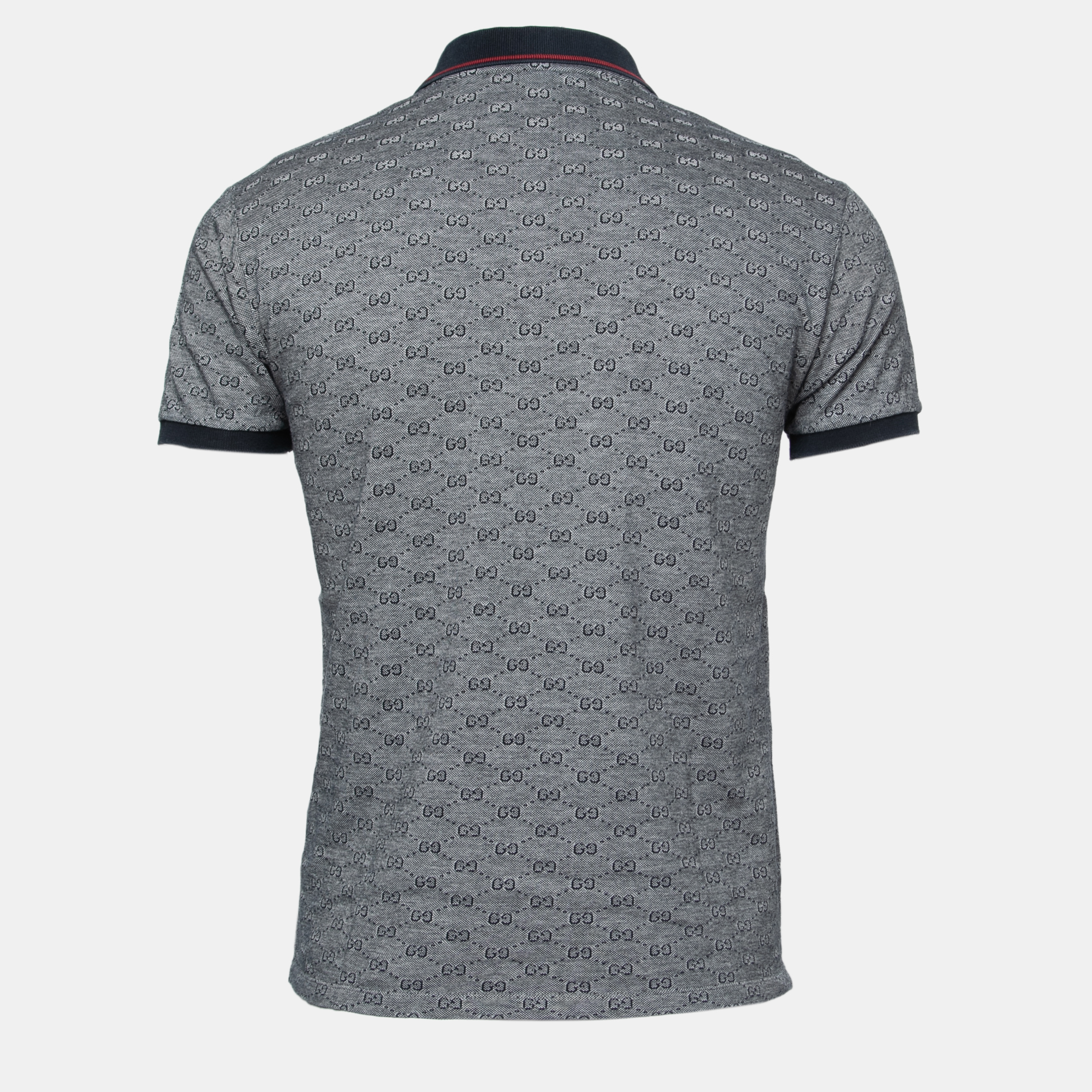 

Gucci Navy Blue Guccissima Pattern Cotton Polo T-Shirt