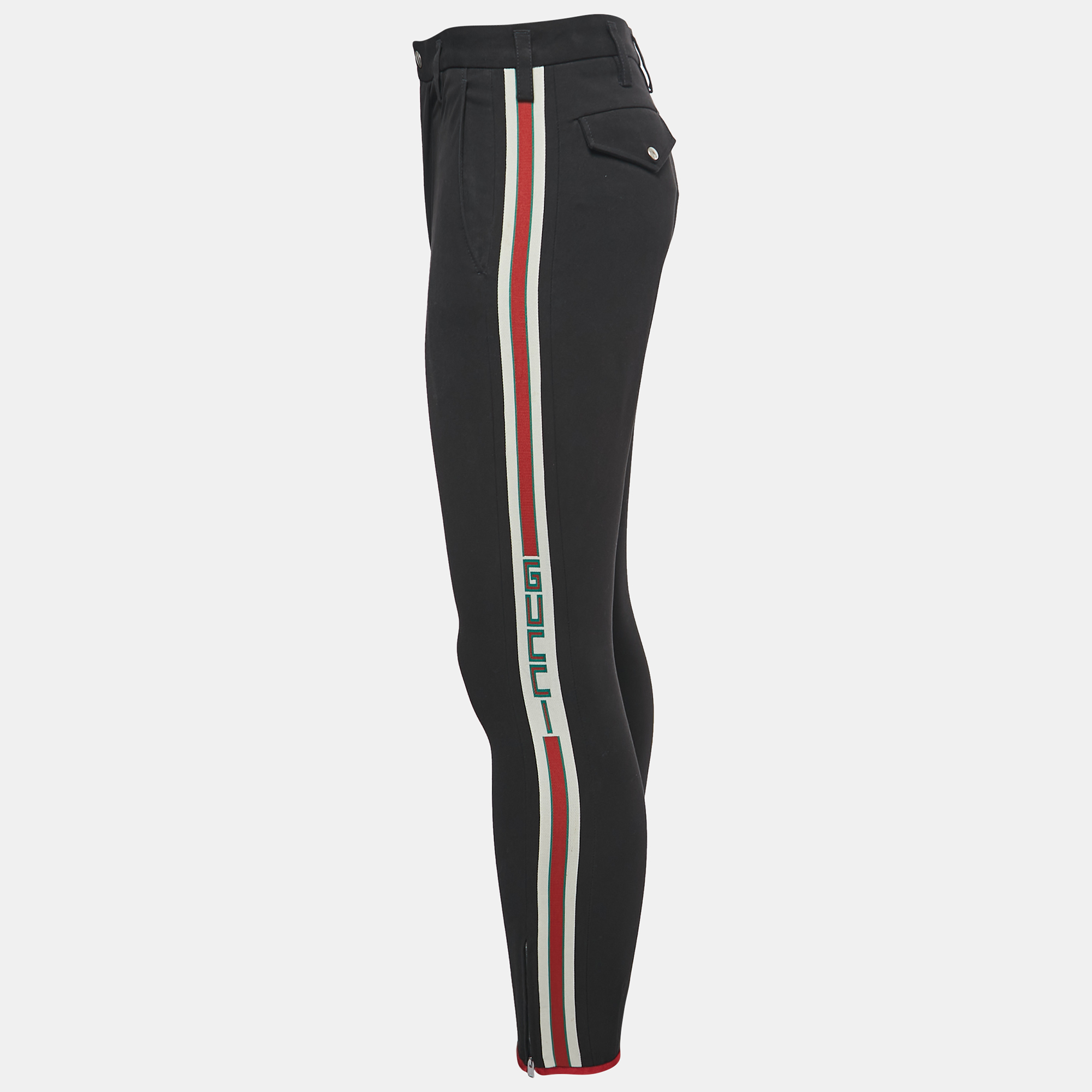 

Gucci Black Cotton Logo Side Stripe Detailed Tapered Pants