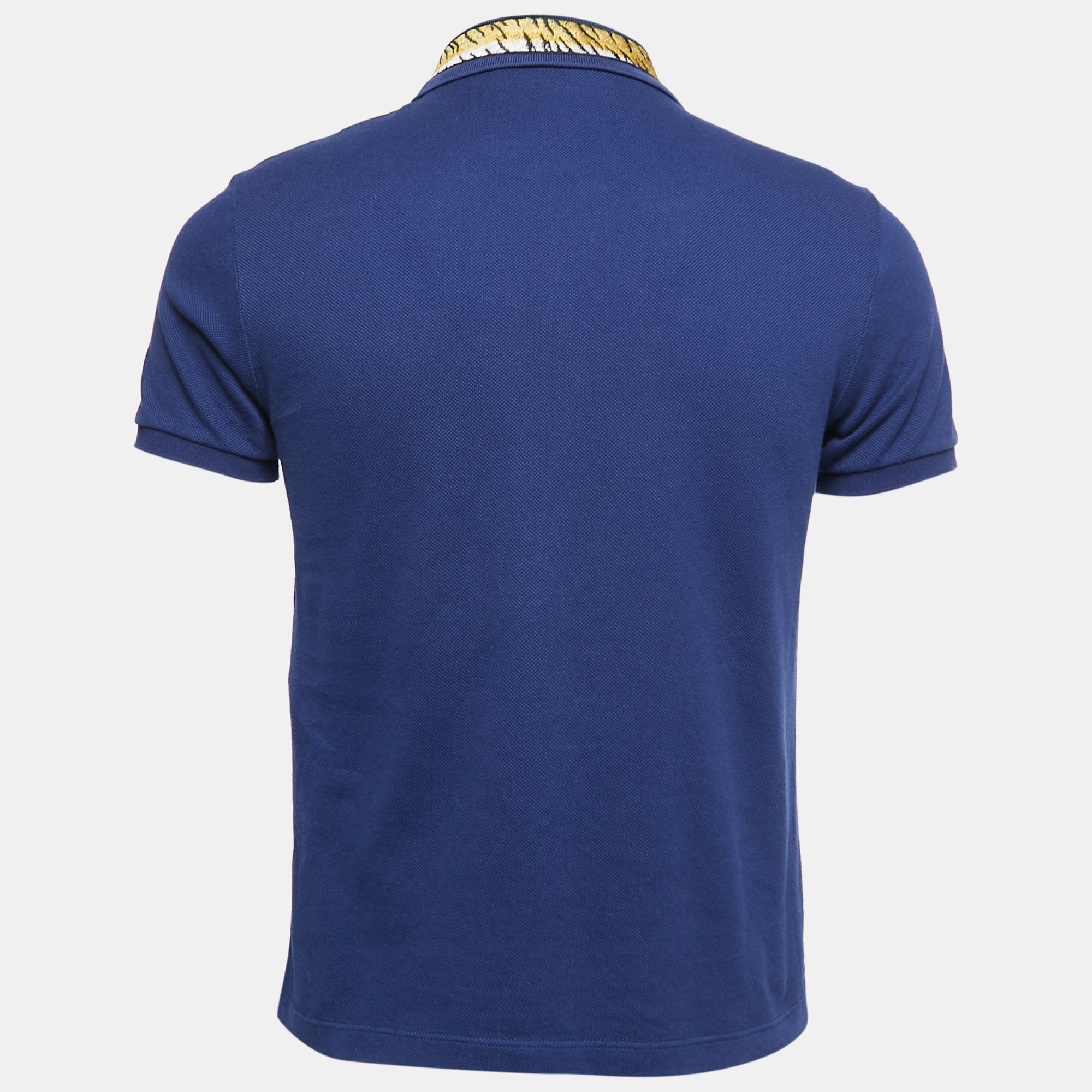 

Gucci Navy Blue Cotton Tiger Embroidered Polo T-Shirt