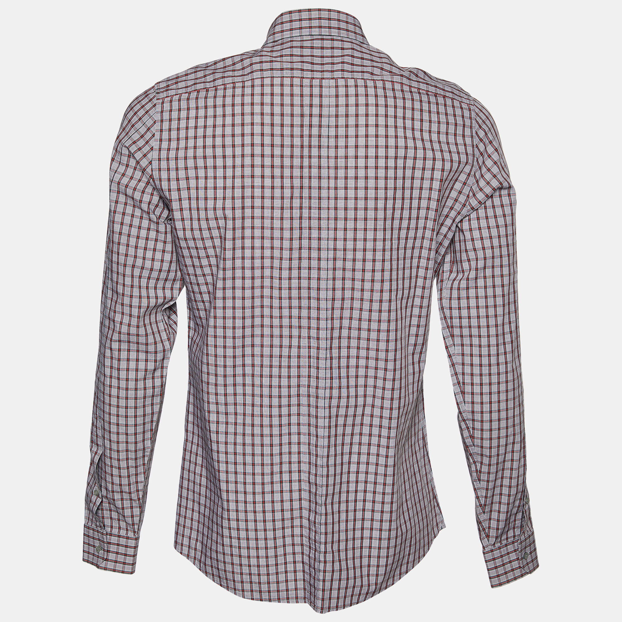 

Gucci Brown/Green Checked Cotton Slim Fit Long Sleeve Shirt