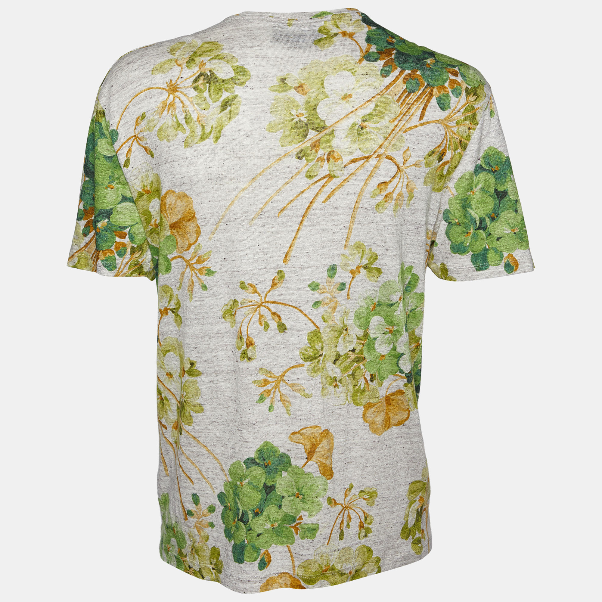 

Gucci Beige Flora Printed Linen Roundneck T-Shirt